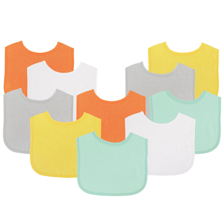 Luvable Friends Unisex Baby Cotton Terry Bibs, Neutral Solid, One Size