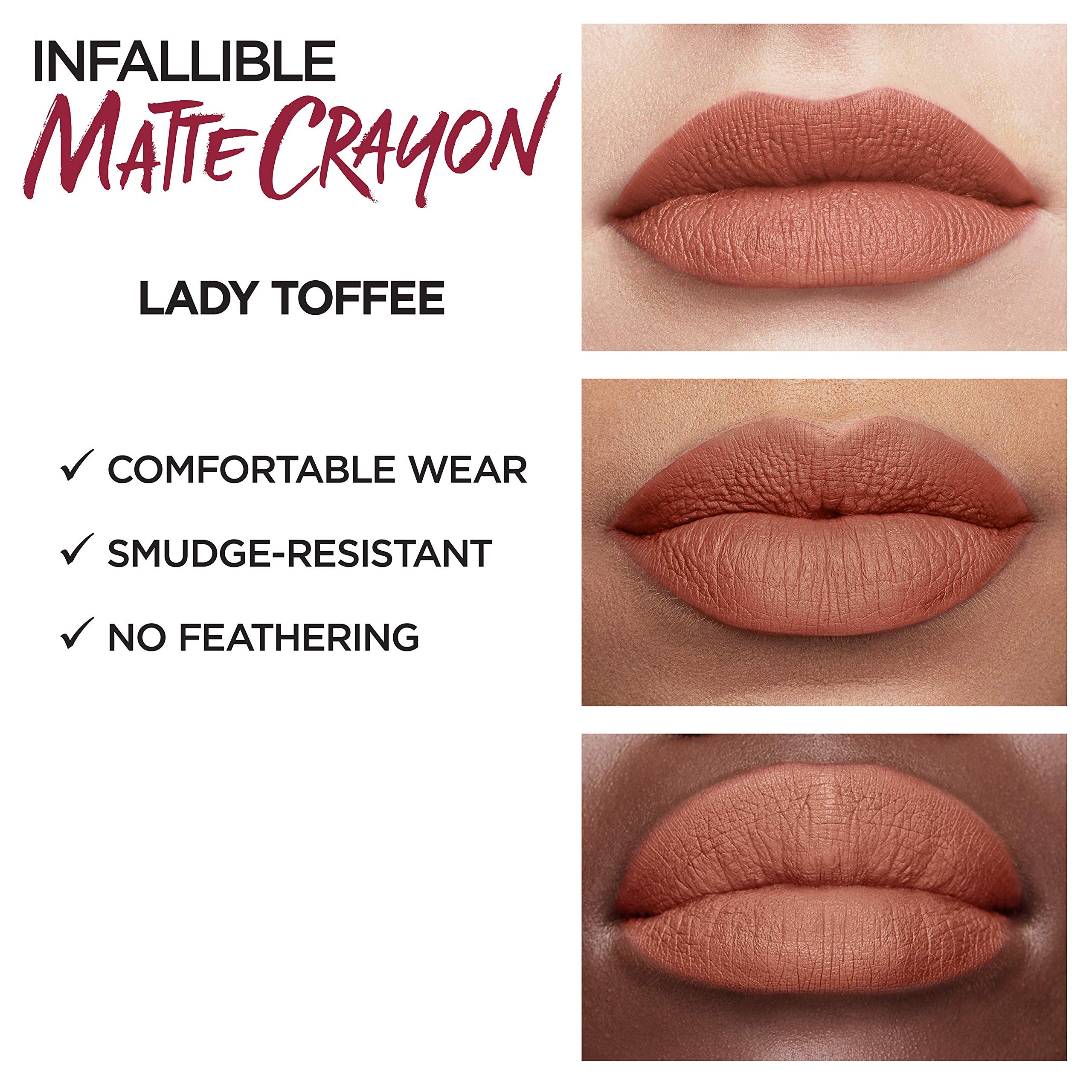 L’Oréal Paris Infallible Matte Lip Crayon, Lady Toffee (Packaging May Vary)
