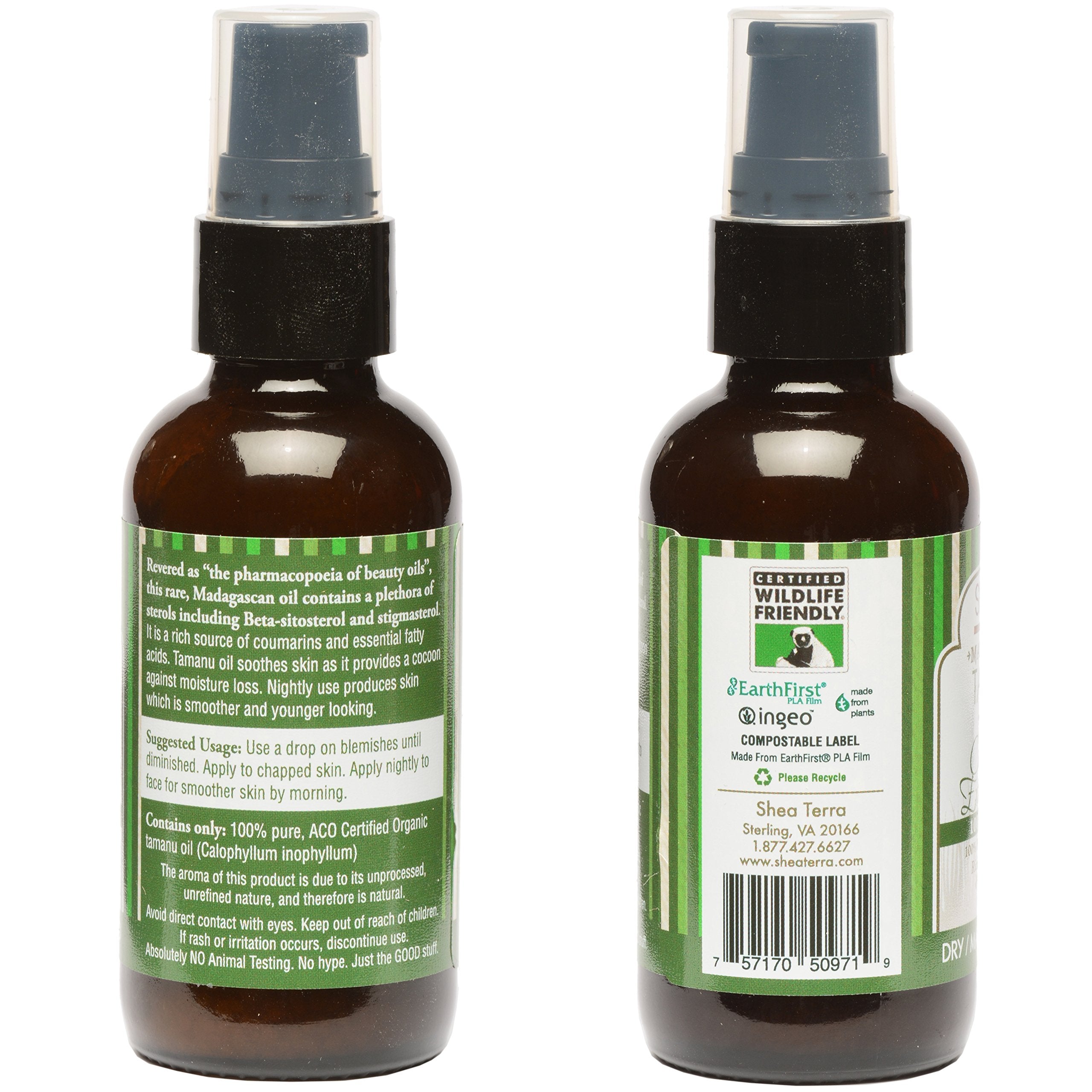 Shea Terra Madagascar Tamanu Cold-pressed Extra Virgin Oil |All Natural & Organic Oil Rich in Anti-Aging Amino Acids & Anti-Acne Properties for Softer, Hydrated & Blemish-Free Skin – 2 oz