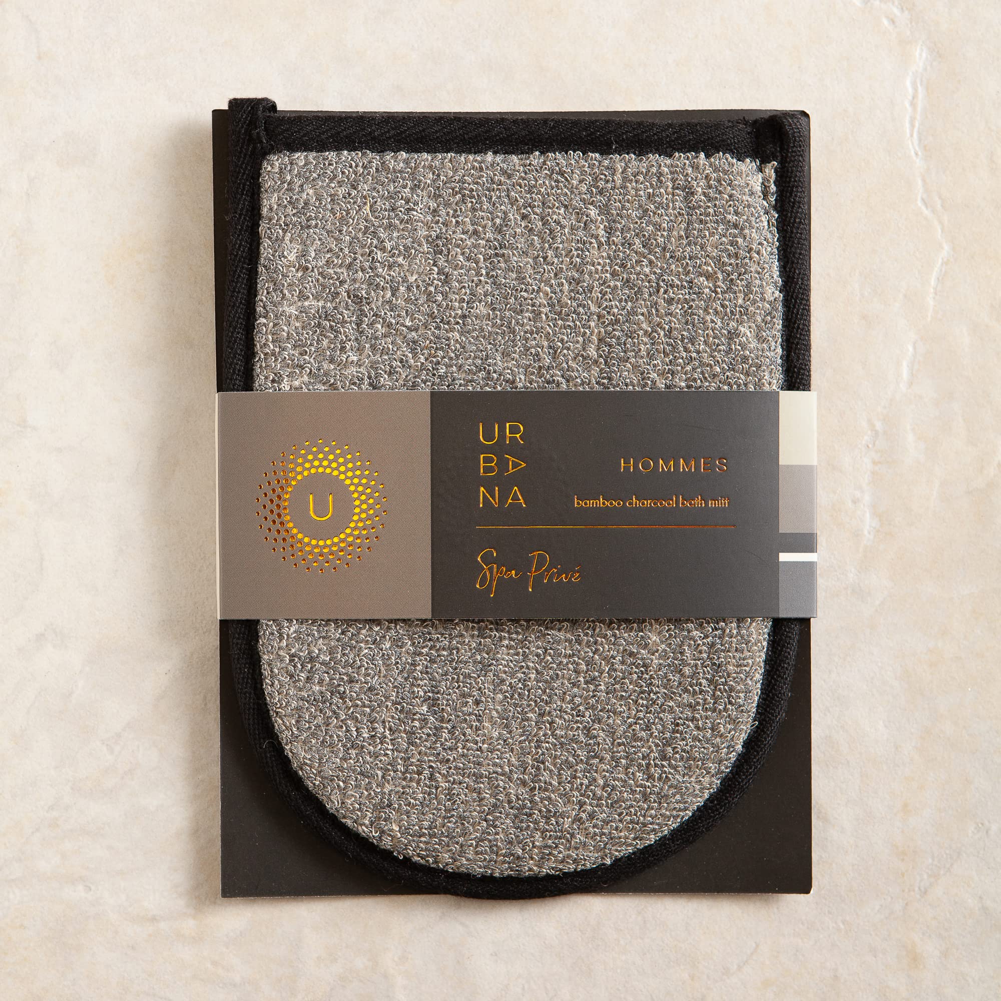 Urbana Spa Prive Men's Bamboo Charcoal Collection, Bath Mitt