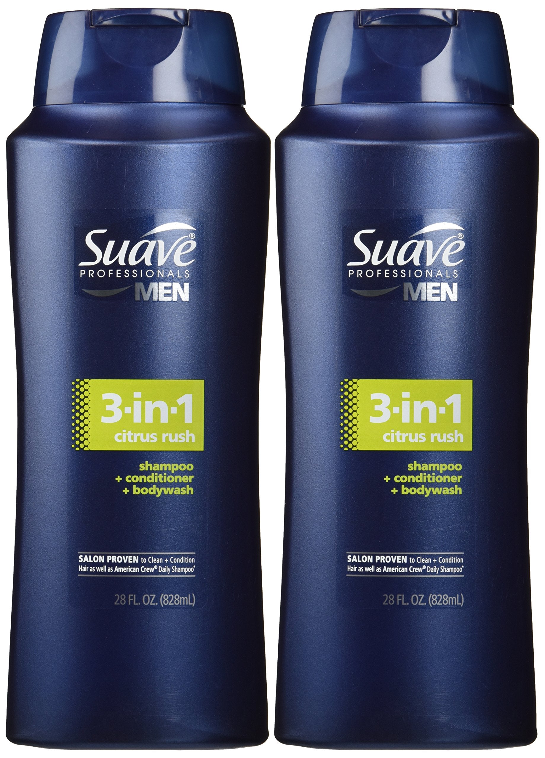 Suave Men 3 in 1 Shampoo Conditioner and Body Wash Citrus Rush 28 Fl oz(Pack of 2)