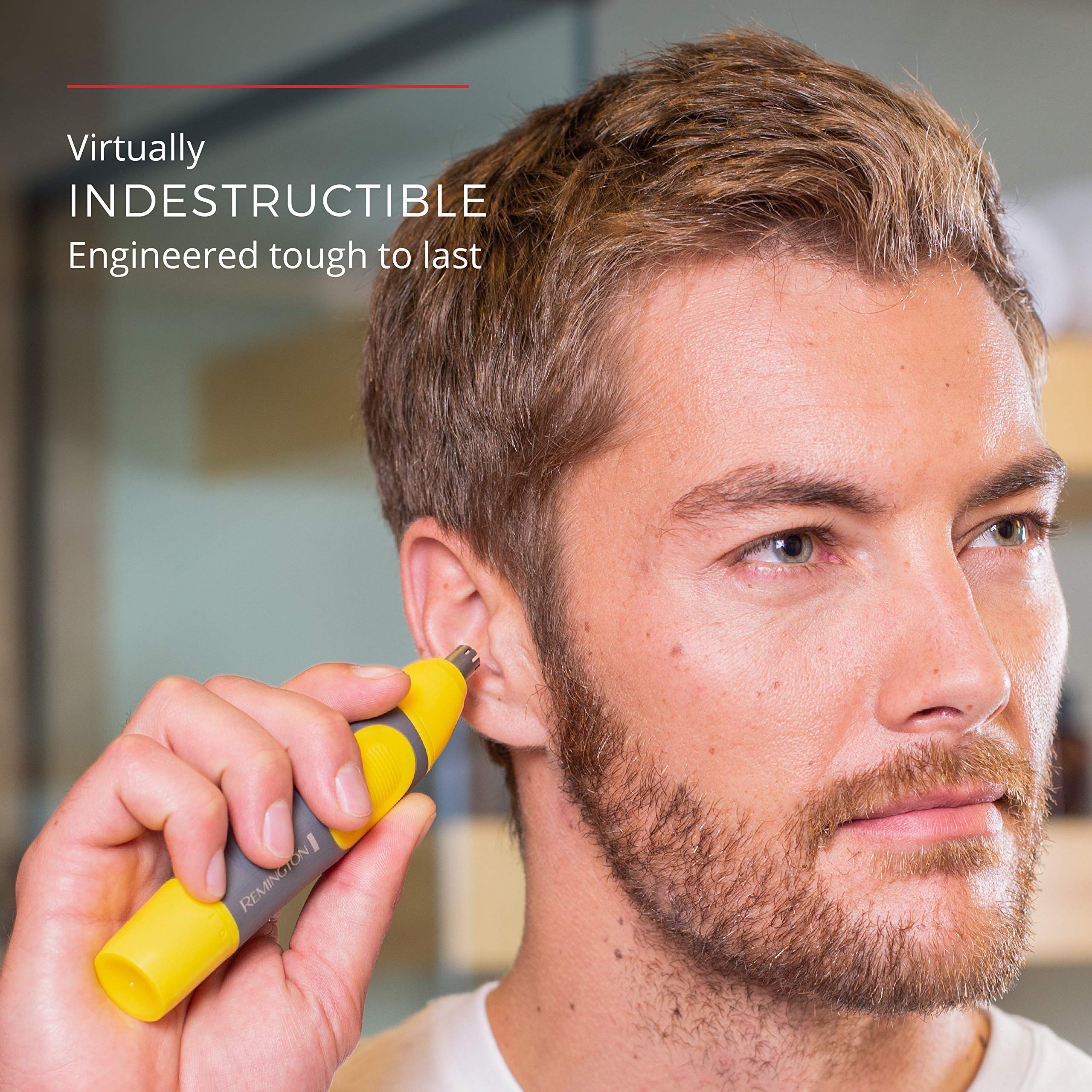 Remington Virtually Indestructible Nose, Ear & Brow Trimmer Yellow Ne3871-Battery Powered Men