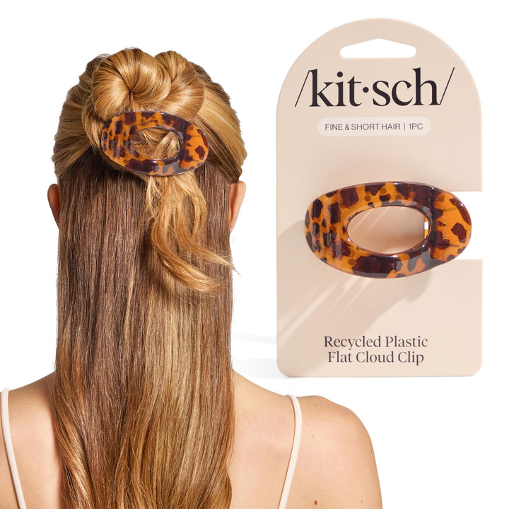 Kitsch Small Flat Claw Clips for Women - Stylish Flat Hair Clips for Women, Strong Hold for Thick & Fine Hair | Non-Slip for Secure, Comfortable All-Day Wear -Tortoise Design