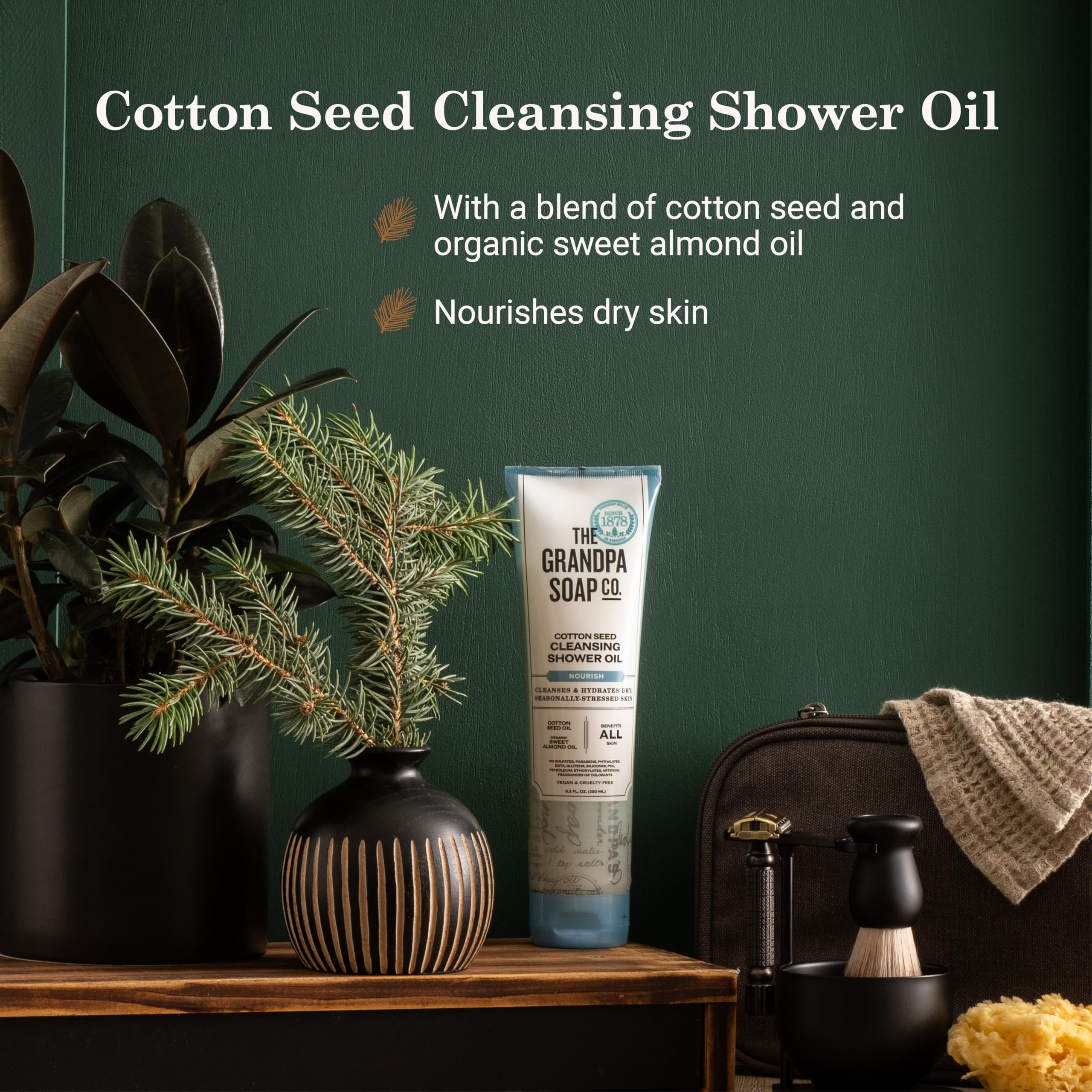The Grandpa Soap Company Cottonseed Oil Body Wash Cottonseed Oil + Organic Sweet Almond Oil | Clean, Vegan & Cruelty Free Formula | Nourishing Body Soap for Sensitive Skin | 9.5 Fl. Oz. Tube