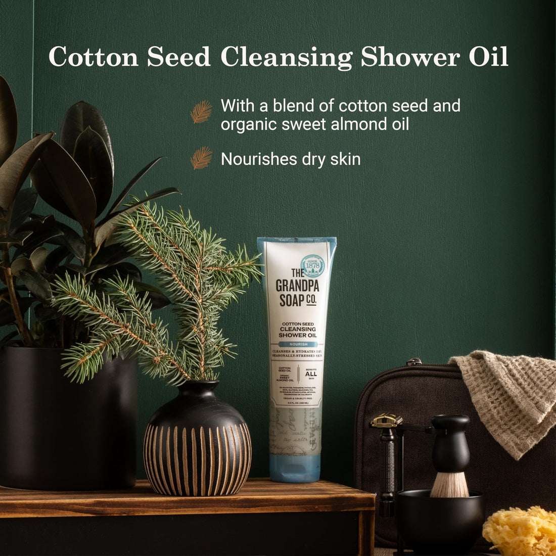 The Grandpa Soap Company Cottonseed Oil Body Wash Cottonseed Oil + Organic Sweet Almond Oil | Clean, Vegan & Cruelty Free Formula | Nourishing Body Soap for Sensitive Skin | 9.5 Fl. Oz. Tube