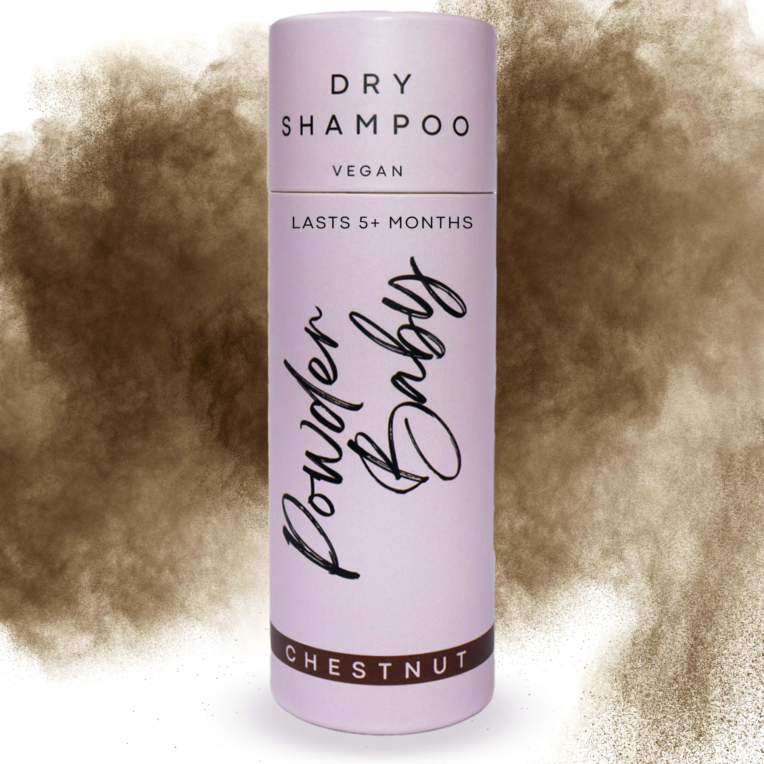 Powder Baby Dry Shampoo Powder | Organic & Vegan | Non-Areosol Shampoo for Chestnut Hair | Adds Volume | 1.7 Oz | Talc-Free, Cruelty-Free | Made in USA | Eco-Friendly Packaging (Chestnut) (Dark Brown)