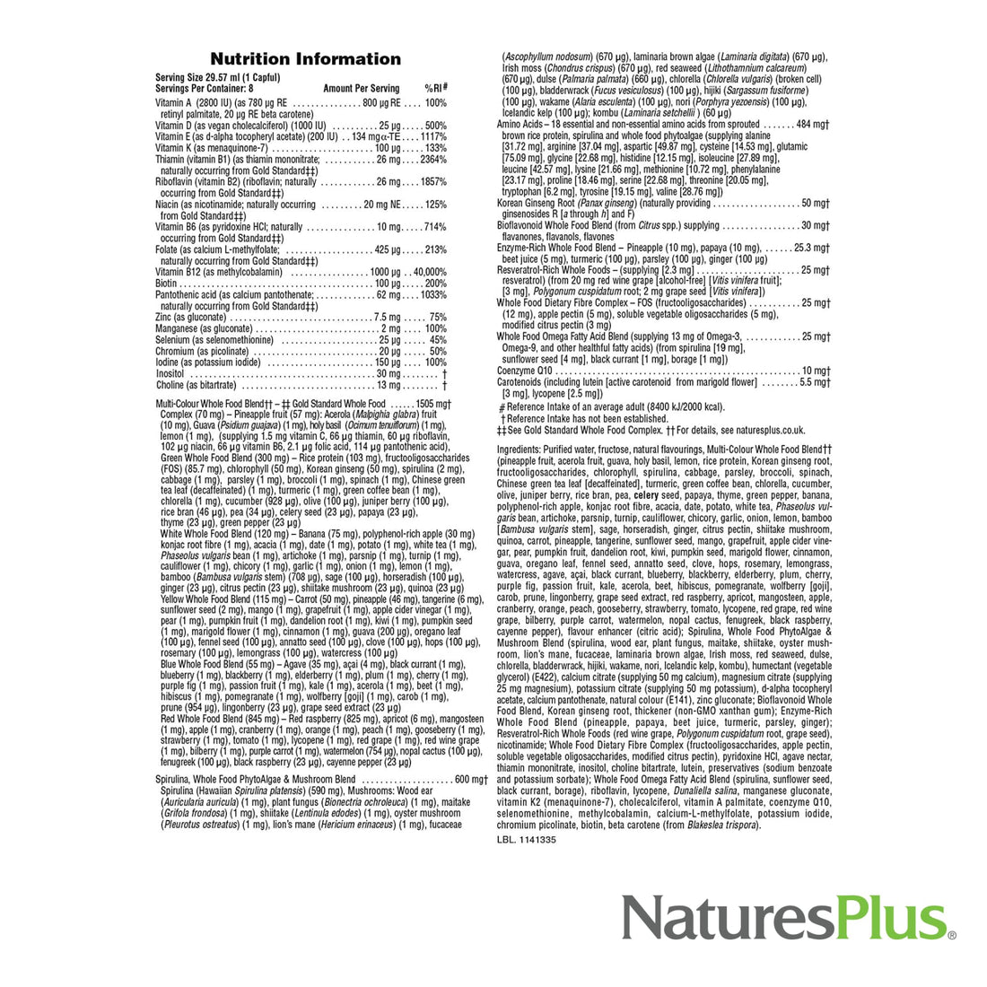 Natures Plus Source of Life Gold Multivitamin Liquid - 8 fl oz, Pack of 2 - with Vitamins D3, B12 & K2 - Vegetarian & Gluten Free - 16 Total Servings