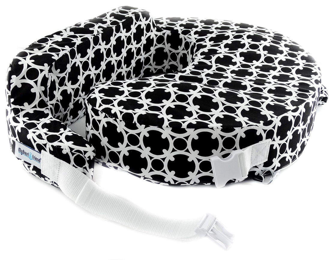 My Brest Friend Original Nursing Pillow Cover - Slipcovers for Baby - Adjustable Fit, Easy Care, Durable - Original Nursing Pillow Not Included, Black and White Marina