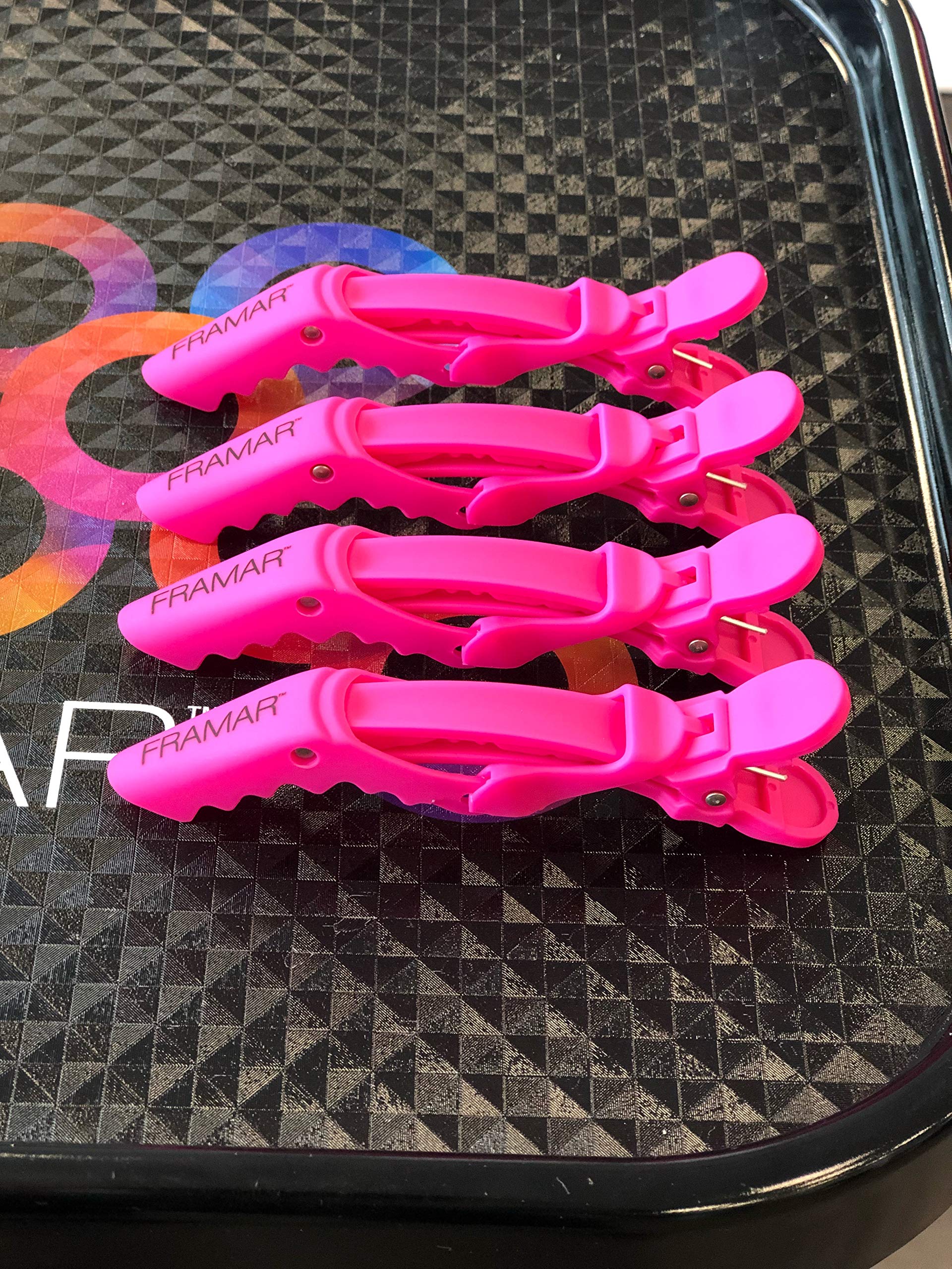 Framar Rubberized Jaw Clips Pink - 4 Pack