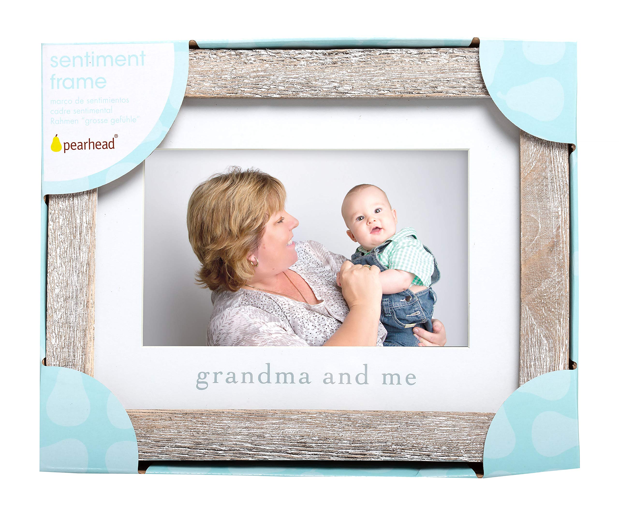 Pearhead Grandma & Me Keepsake Rustic Picture Frame, New Grandma Gifts from Baby, Nursery Wall And Tabletop Decor, 4x6 Photo Insert, Distressed Wood