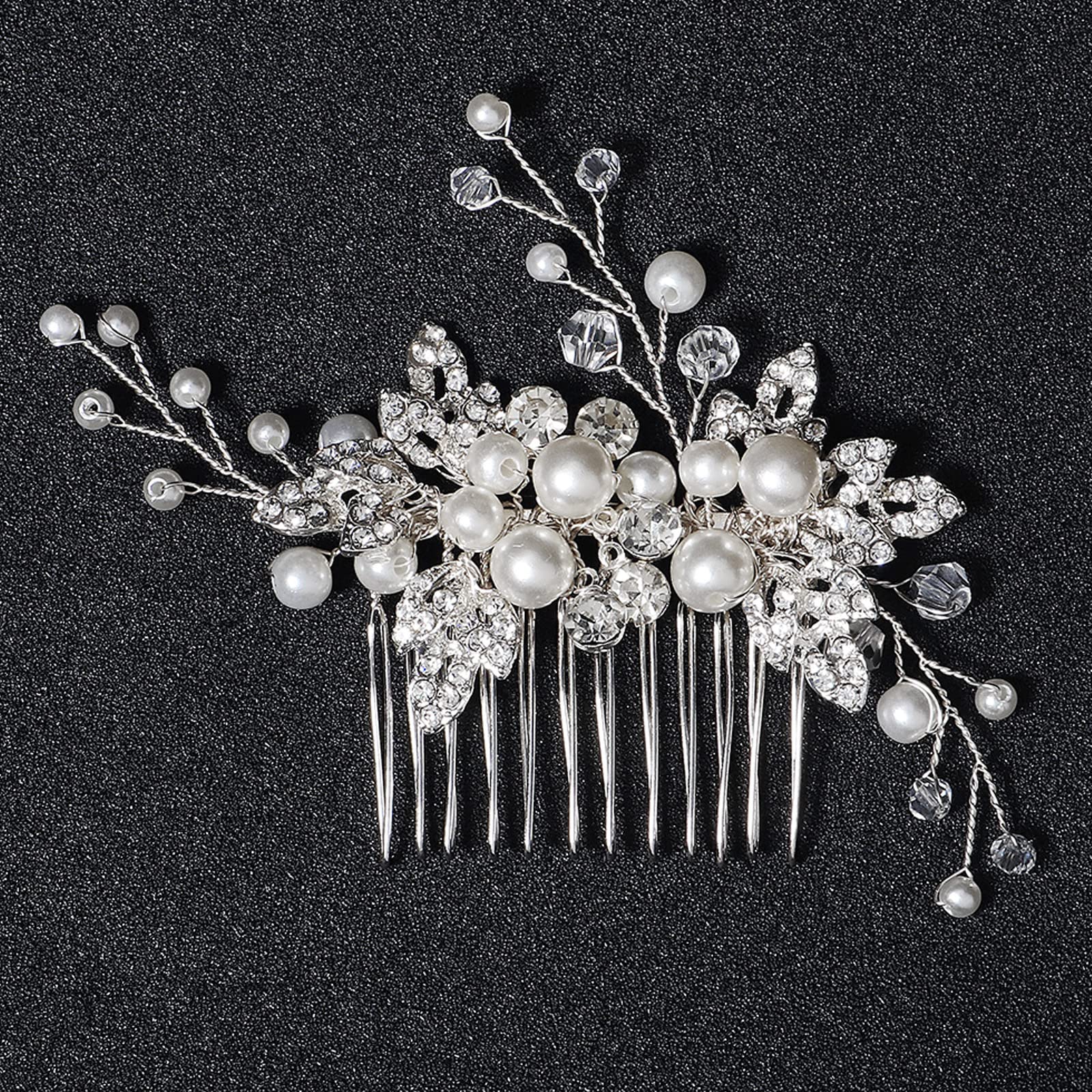 Sppry Bridal Hair Comb - Bendable Pearl Crystal Hair Accessory for Women at Wedding, Rose Gold