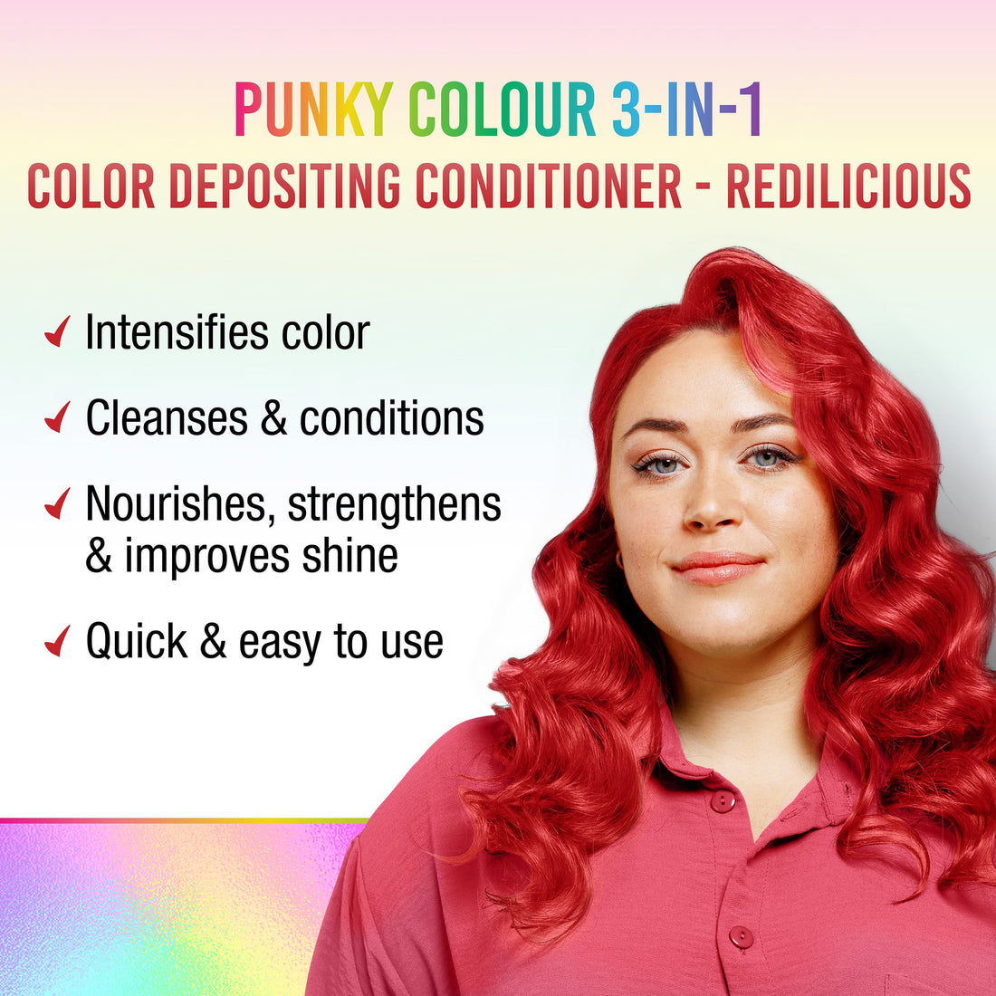 Punky Redilicious 3-in-1 Color Depositing Shampoo & Conditioner with Shea Butter and Pro Vitamin B that helps Nourish and Strengthen Hair, 8.5 oz: Redilicious