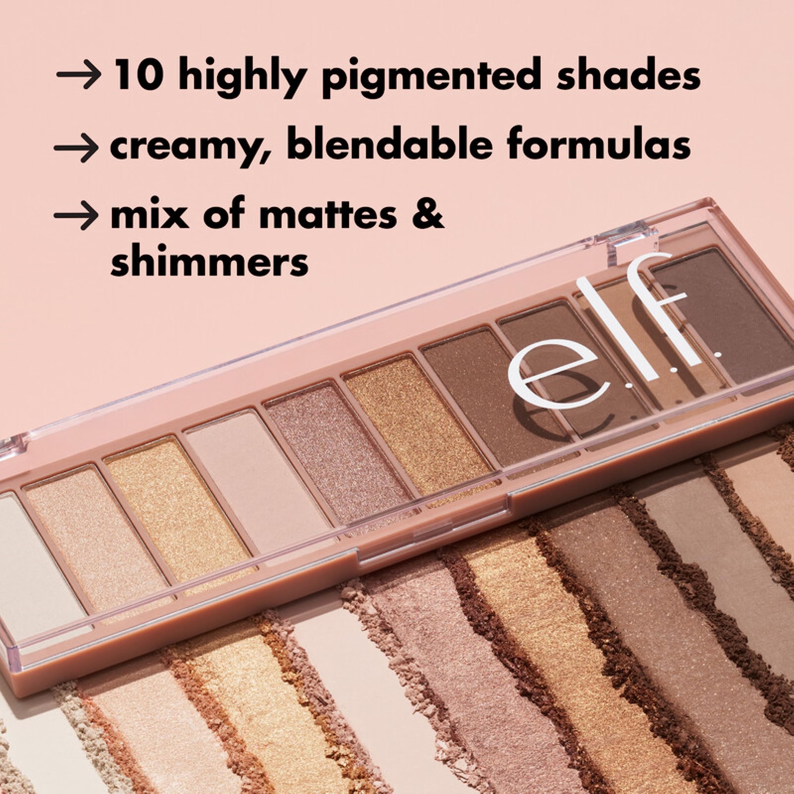 e.l.f. Perfect 10 Eyeshadow Palette, Ten Ultra-pigmented Nude Shades, Blendable Formula, Vegan & Cruelty-free, Everyday Smoky (Packaging May Vary)
