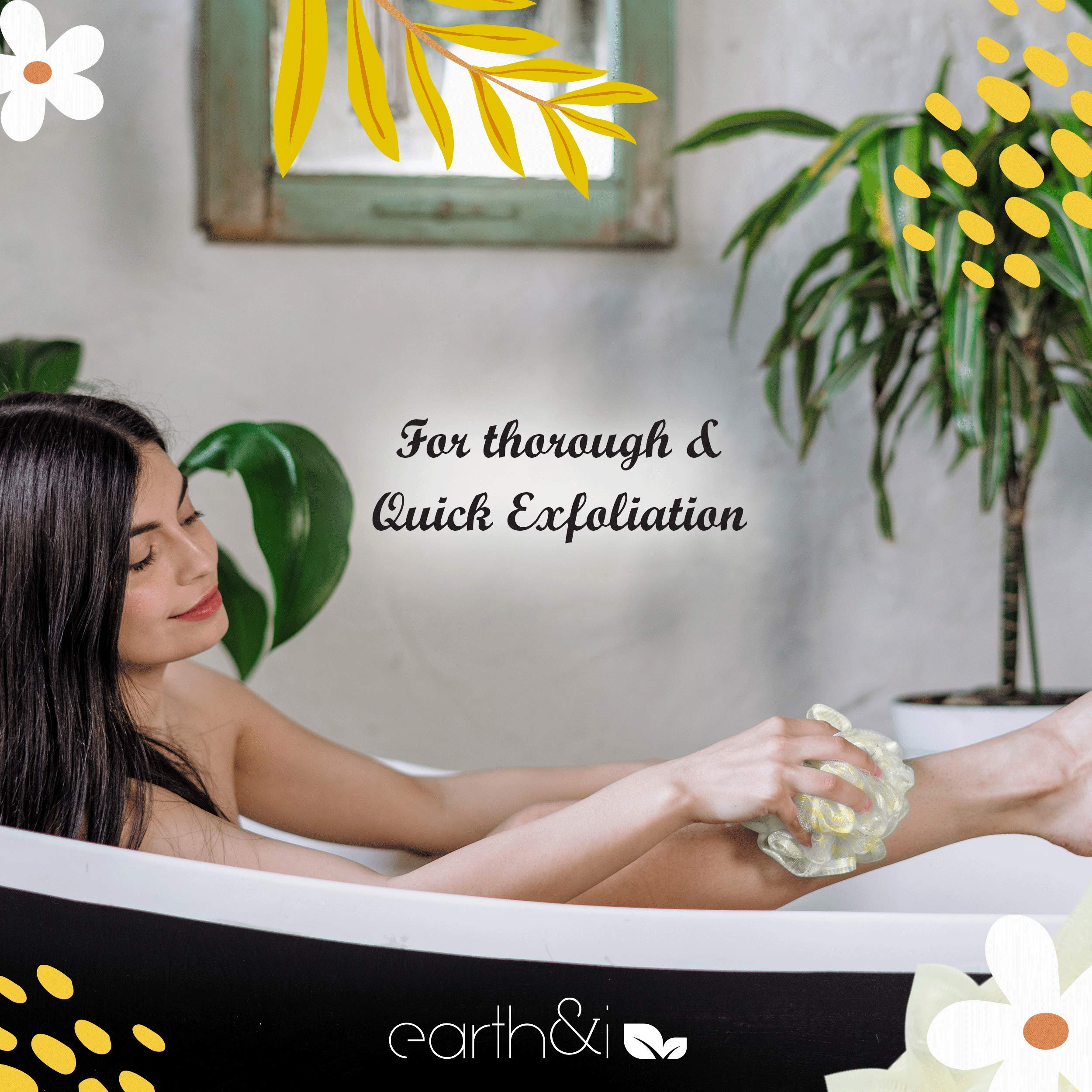 Earth & I - 1pc Dual Sided Exfoliating Loofah, Two-Sided Sponge for Fast and Effective Deep Cleaning, lofa, lufas