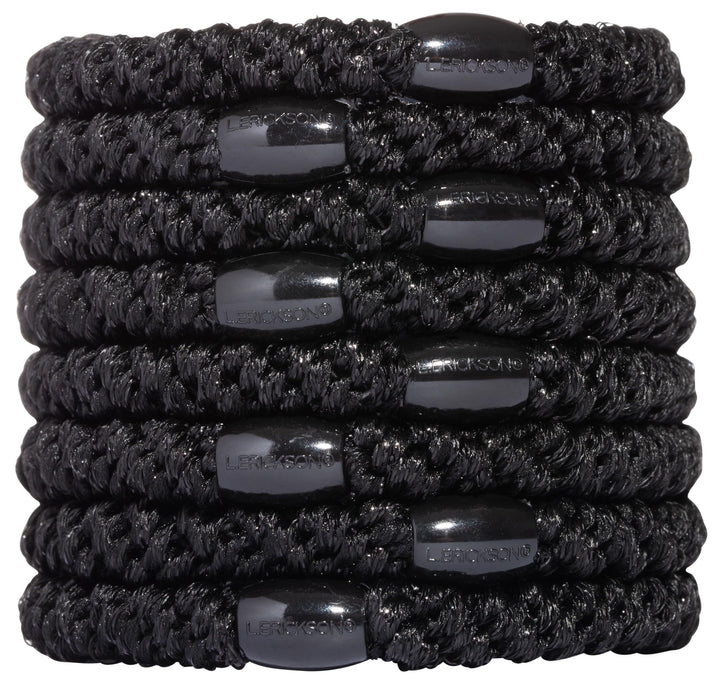 L. Erickson Ponytail Holders - Set of Eight - Solid Black Metallic