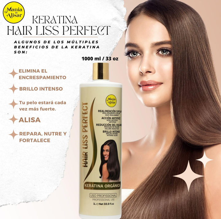 Mania de Alisar Brazilian Straightening Organic Keratin Straightening Progressive Brazilian Straightening keratina (1000 ml / 33,81 fl.oz)