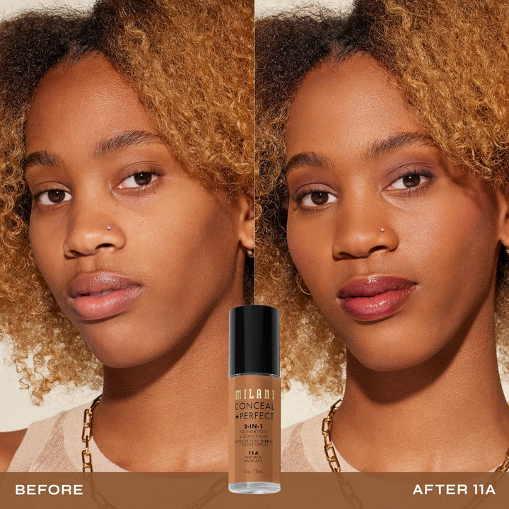 Milani Conceal + Perfect 2-In-1 Cruelty-Free Natural Full Coverage Liquid Foundation + Concealer (Warm Sand, 1 Fl. Oz.) Blemishes & Skin Discoloration, Dry