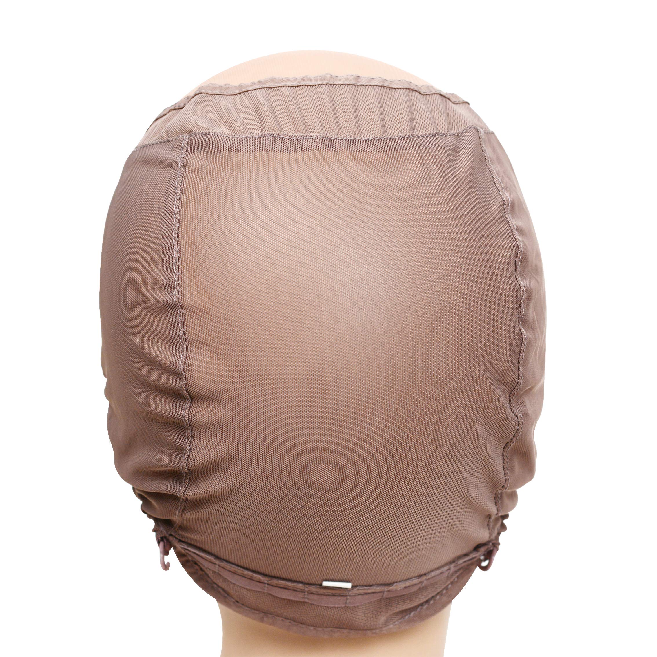 Wig Cap Stretch to Ear Wig Cap U Part Wig Cap with Adjustable Straps for Making Wigs (Brown M 22 Inch)