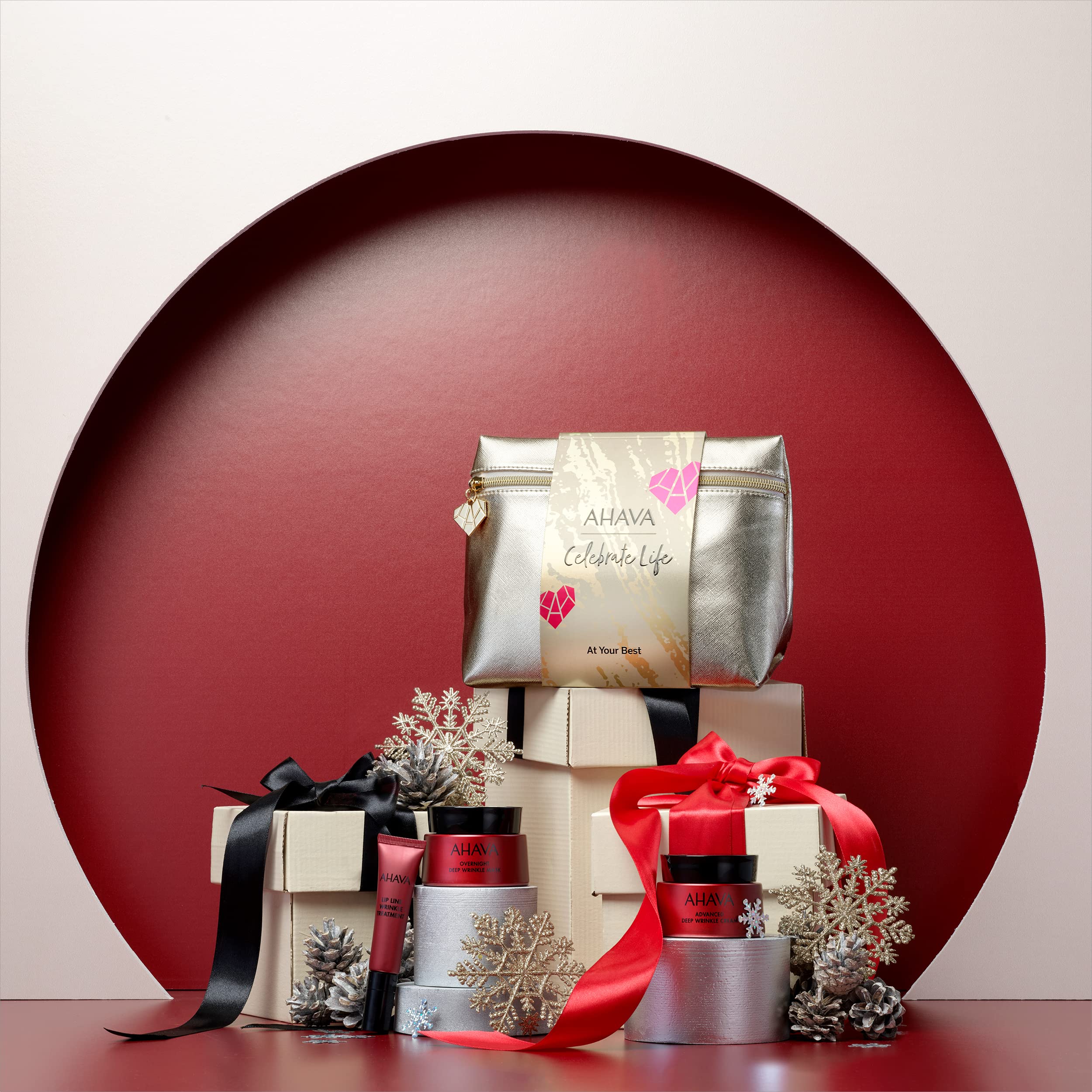 AHAVA At Your Best Skincare Trio Set - Includes Advanced Deep Wrinkle Cream, Overnight Deep Wrinkle Mask & Lip Line Wrinkle Treatment, enriched with Exclusive Dead Sea Osmoter