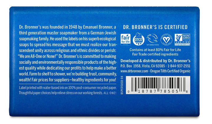 Dr Bronners Magic Soap All One Obpe05 5 Oz Peppermint Dr. Bronner'S Bar Soap