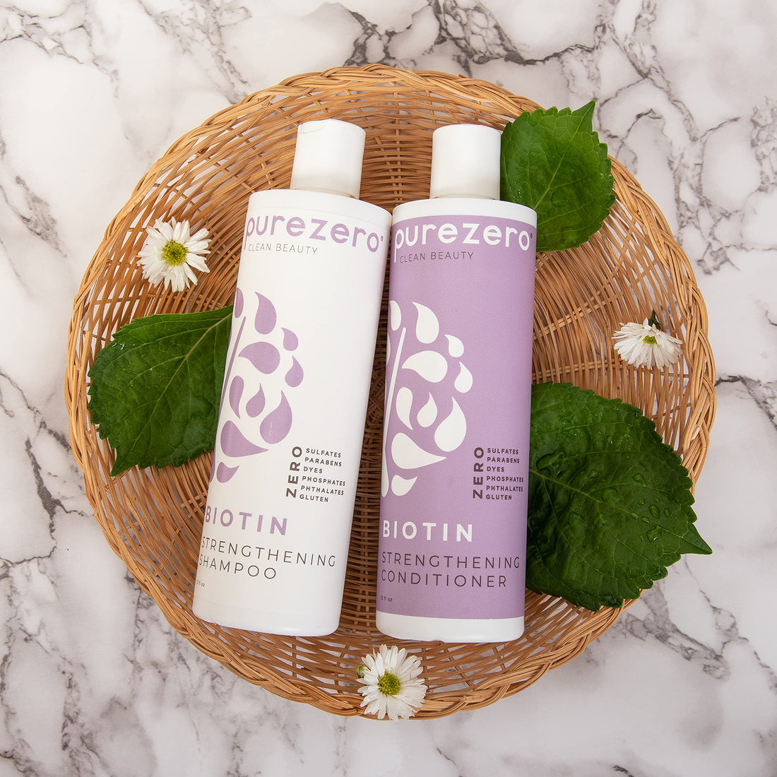 Purezero Biotin Conditioner - 12 Fl Ounces - Anti Thinning Formula - Volumizing, Thicker, Fuller Hair - Zero Sulfates, Parabens, Dyes, Gluten - 100% Vegan & Cruelty Free - Great for Color Treated Hair