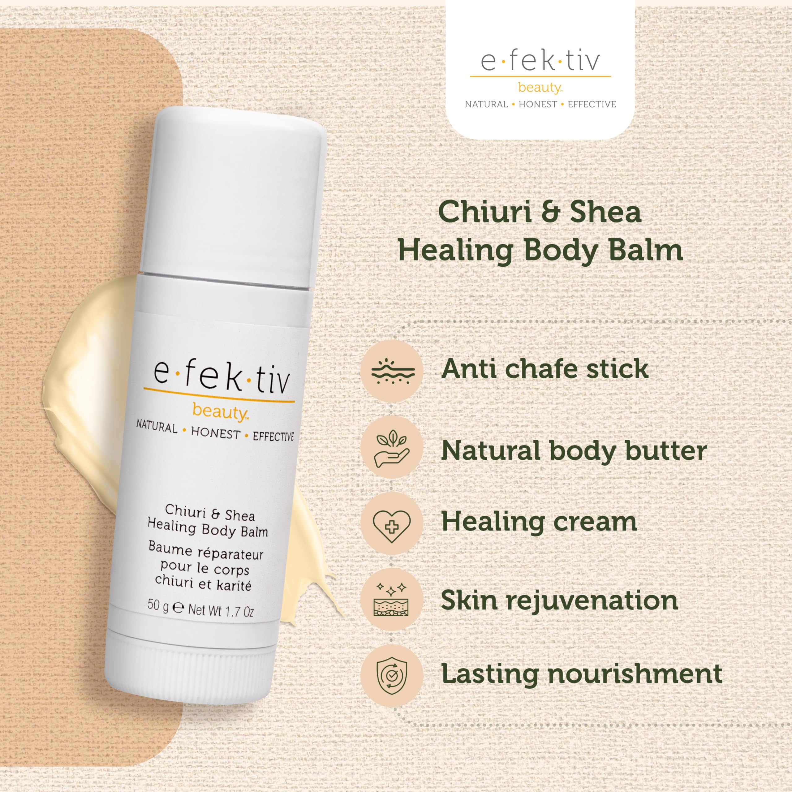 e.fek.tiv beauty Chiuri and Shea Healing Body Balm - Deep Moisturizing and Hydrating - Body Butter Hydrating Balm - Travel Size - Paraben-Sulfate Free - Unisex - 1.7 oz