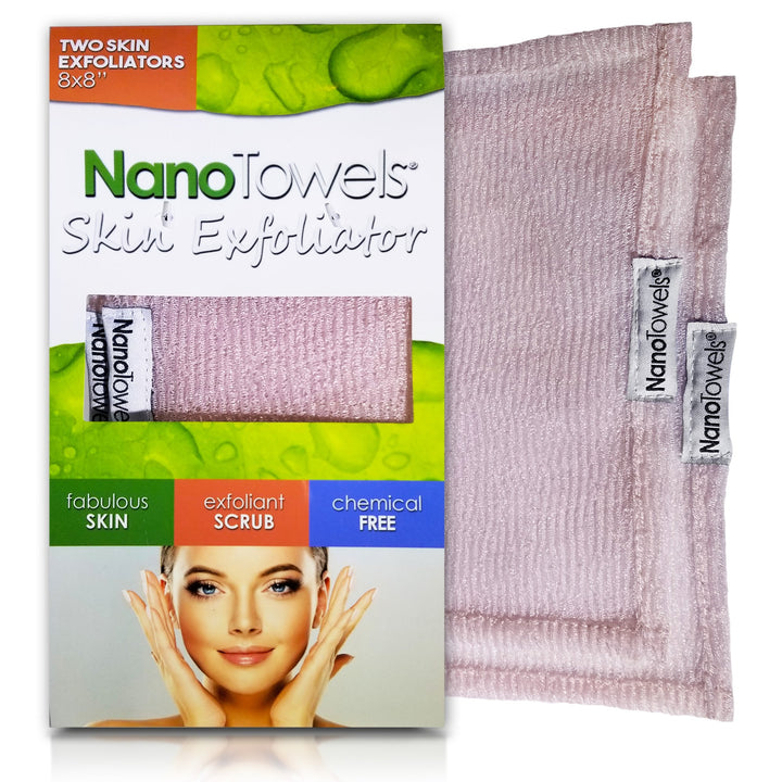 Nano Towels Skin Exfoliating Cleanser | Personal Microdermabrasion Face Wash, Pore Toner & Body Scrub Cloth | Chemical Free Dead Skin and Blackhead Remover. Korean Skin Care Secret. 2 Exfoliators