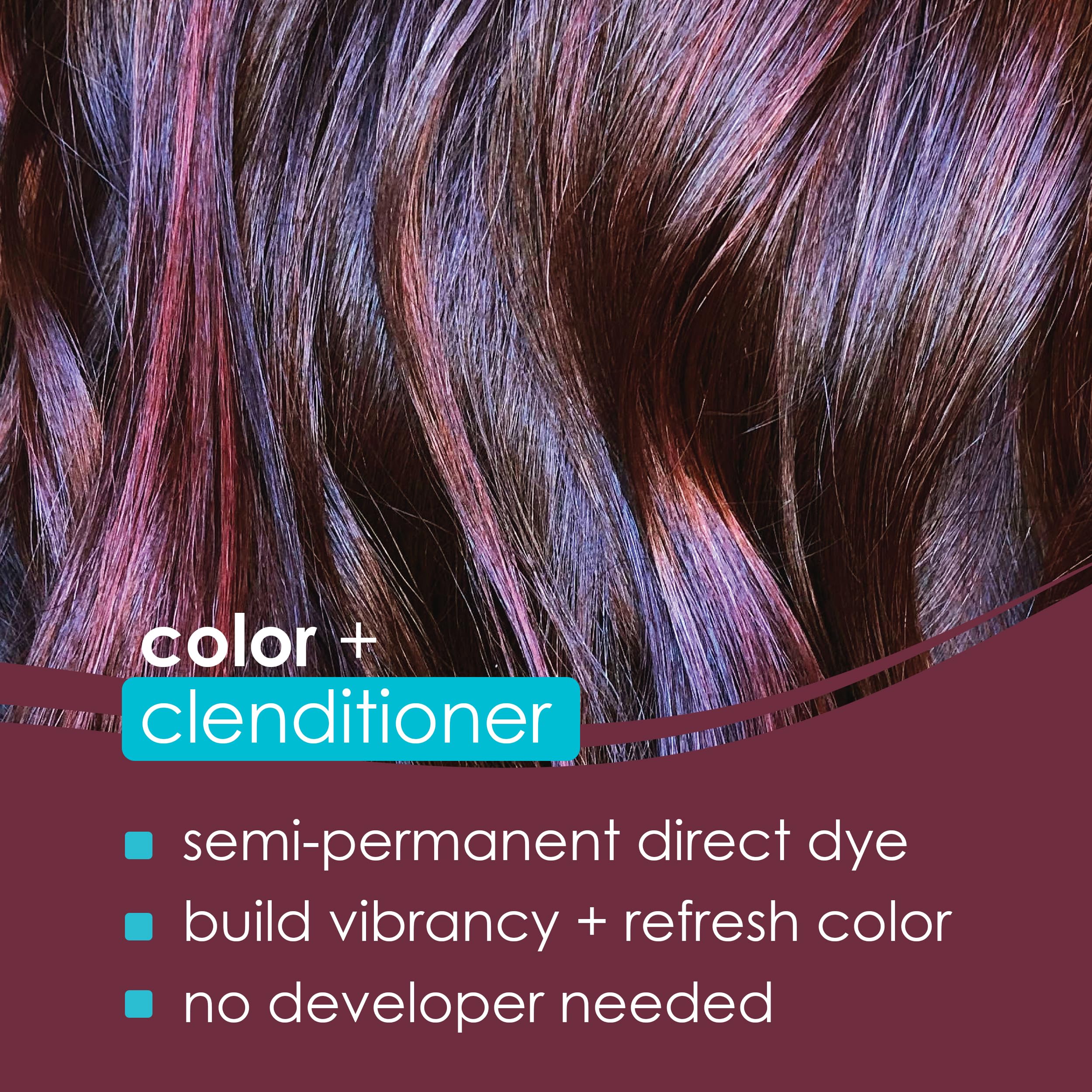 Keracolor Color + Clenditioner 3-in-1 Color-Depositing Conditioner, Gently Cleanses & Conditions, Semi-Permanent Merlot Hair Color, 12 Fl Oz