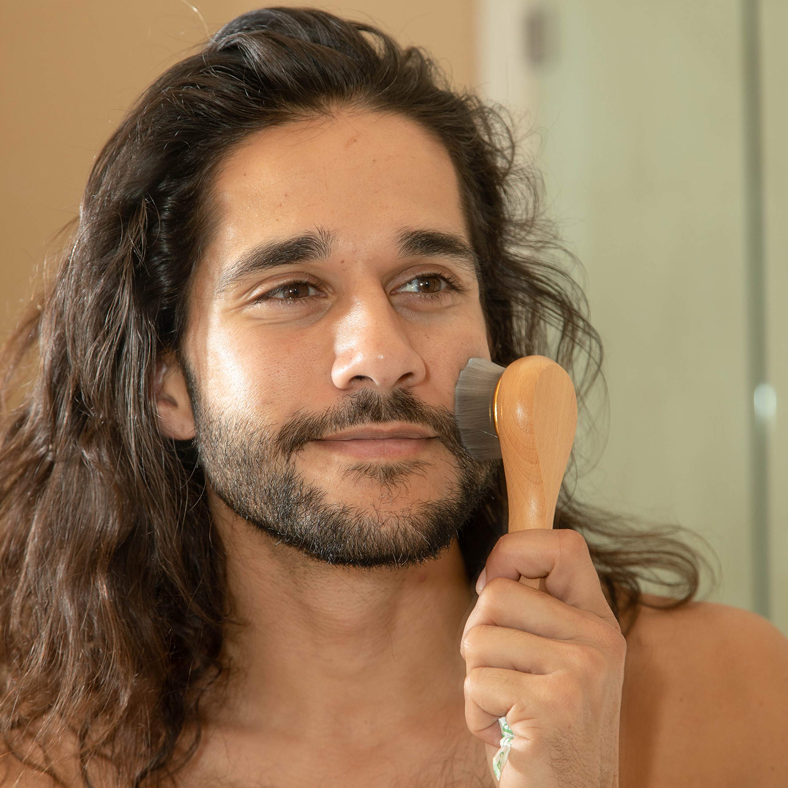 GranNaturals Manual Facial Cleansing Brush - Soft Bamboo Fibers - Skin Cleanser & Scrubber For Applying Face Mask, Acne Washing, Daily Deep Pore Cleaning - Men And Women