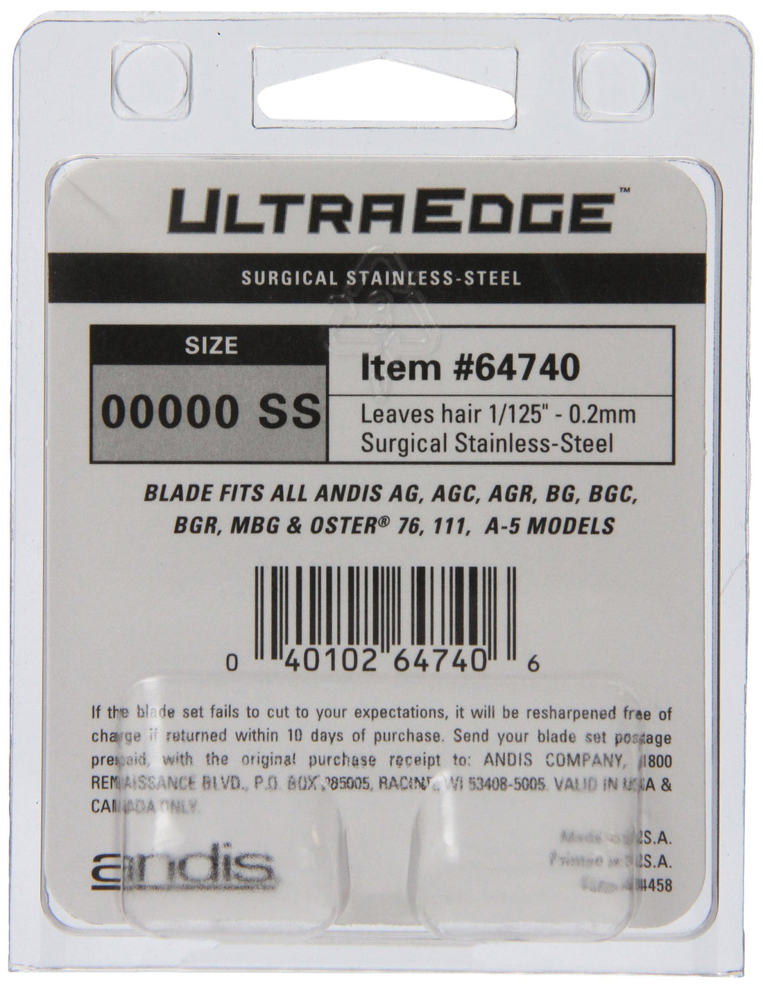 Andis Ultraedge Blade, Carbon, Size 00000 (64740)