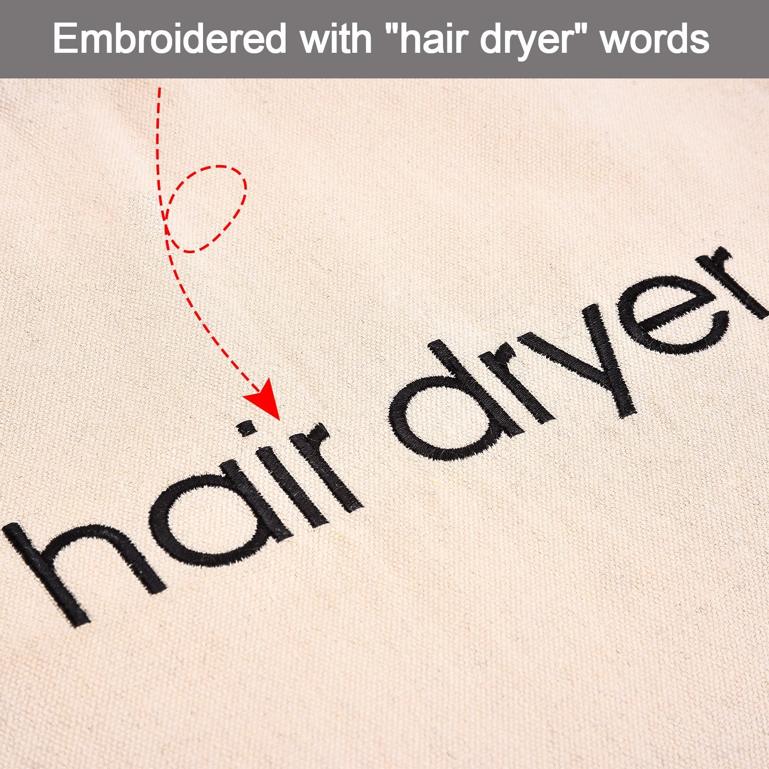 Bememo Hair Dryer Bags Cotton Drawstring Bag Container Hairdryer Bag, 11.8 by 13.8 Inch, Beige