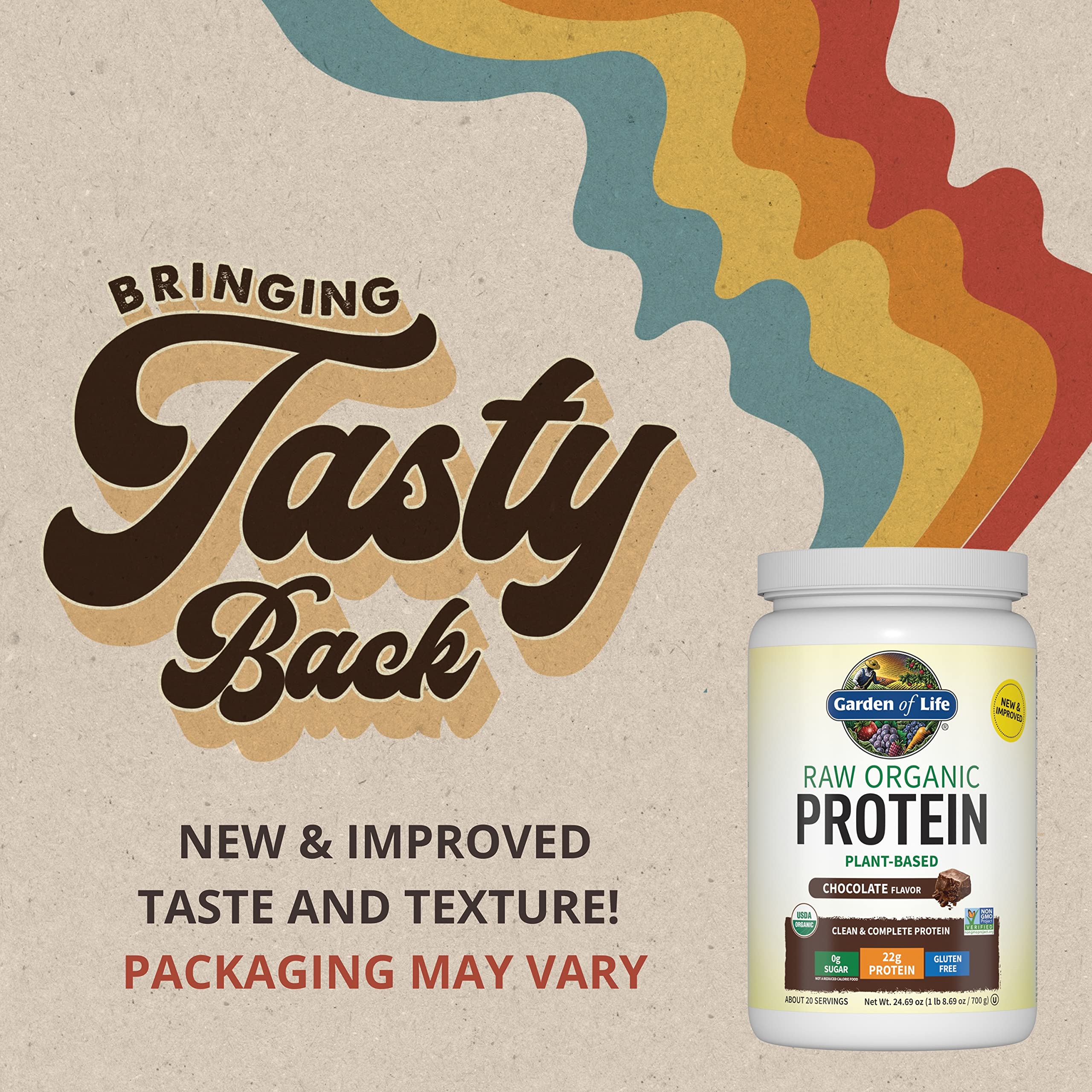 Organic Vegan Chocolate Protein Powder - Garden of Life – 22g Complete Plant Based Raw Protein & BCAAs Plus Probiotics & Digestive Enzymes for Easy Digestion, Non-GMO Gluten-Free, Lactose Free 1.5 LB