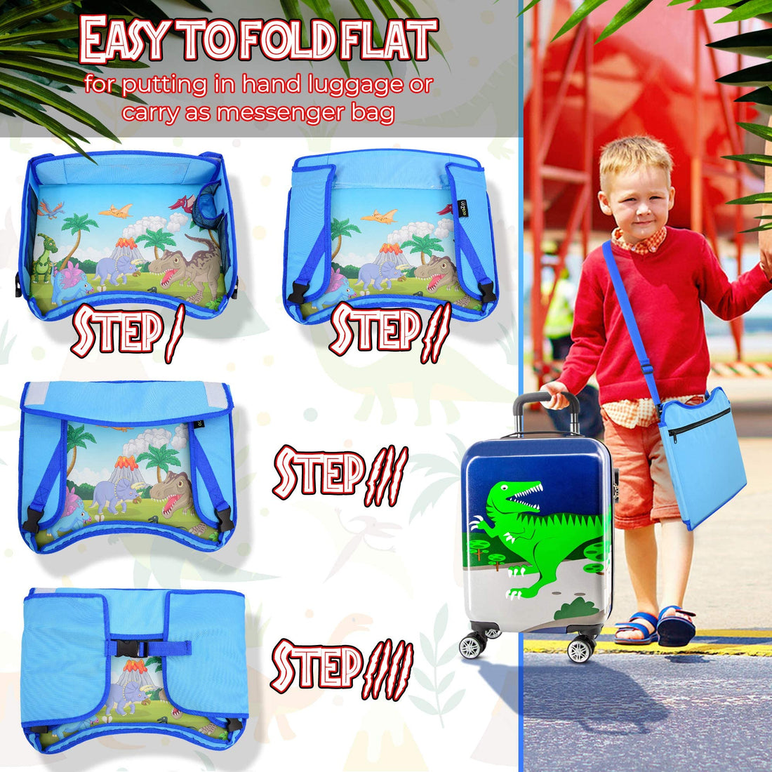 ecoZen Lifestyle Kids Travel Tray & Toddler Lap Desk Organizer - Airplane and Car Seat Table for Road Trip Essentials - Airplane Must Haves for Toddlers - Carseat Tray Kid Travel - Lap Table