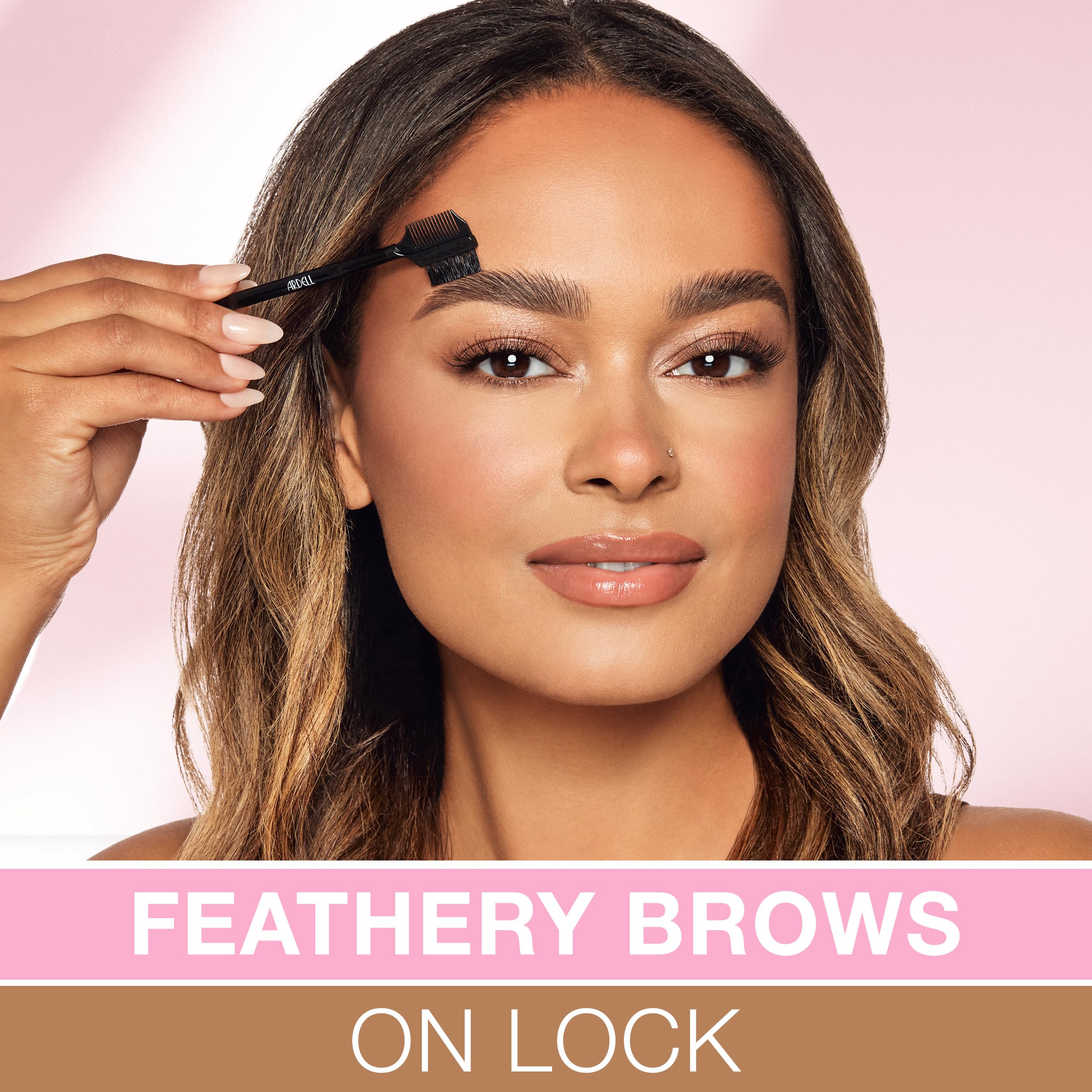 Ardell Brow Glue Taupe with Dual Sided Styling Brush - Instant Lamination & Lift, All day Extreme Hold Eyebrow Gel for Defined, Fluffy, and Long-Lasting Brows, 0.35 oz