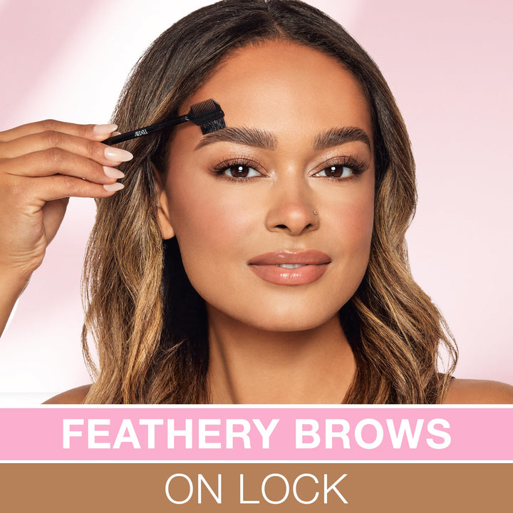 Ardell Brow Glue Taupe with Dual Sided Styling Brush - Instant Lamination & Lift, All day Extreme Hold Eyebrow Gel for Defined, Fluffy, and Long-Lasting Brows, 0.35 oz