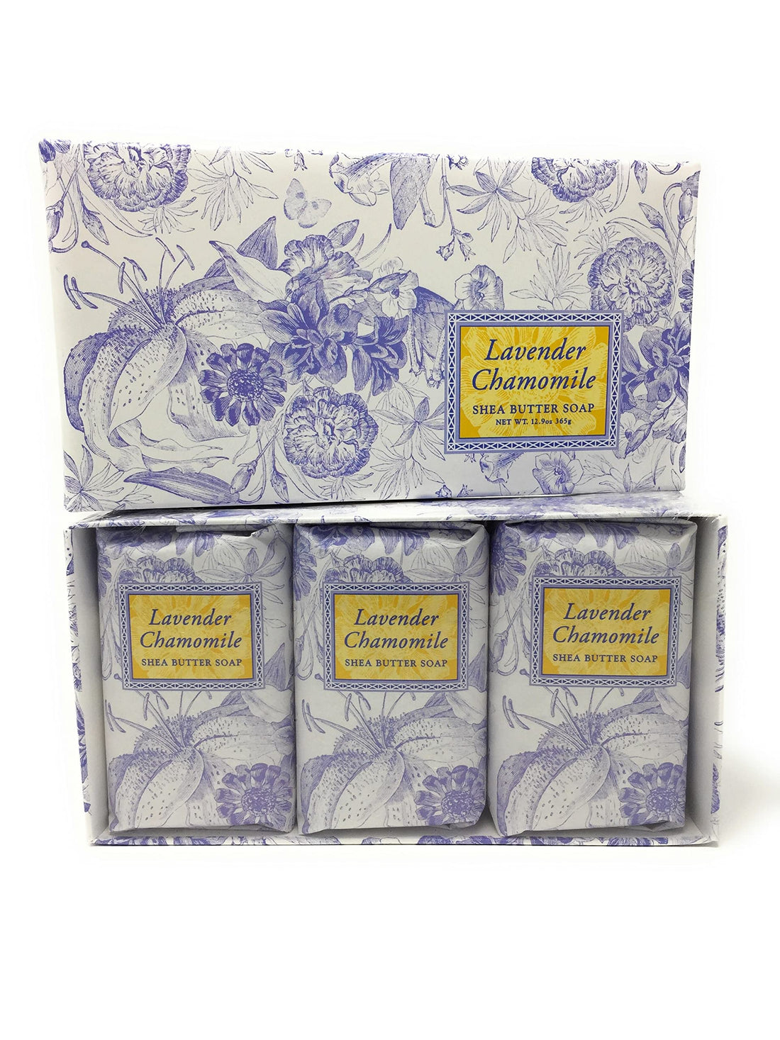 Greenwich Bay Lavender Chamomile Triple Milled Soap Gift Set With Shea Butter And Cocoa Butter - Set Of Three Soap Bars 4.3 Oz. Ea. Individually Wrapped In A Beautiful Gift Box