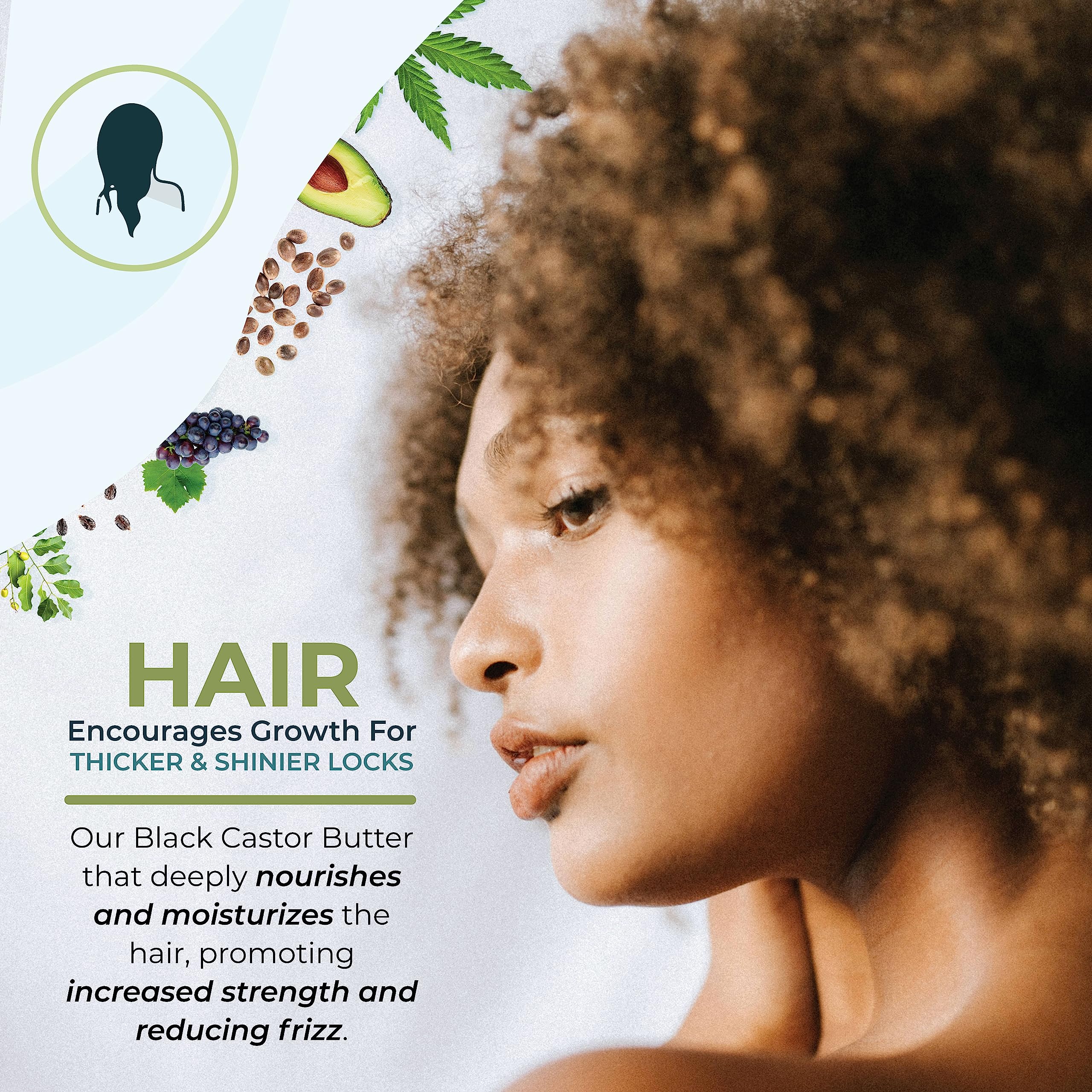 Zatural Organically Grown Black Castor Oil Body & Hair Butter Clean 2 Ingredient Quality Jamaican Black Castor Oil (16 Ounce)
