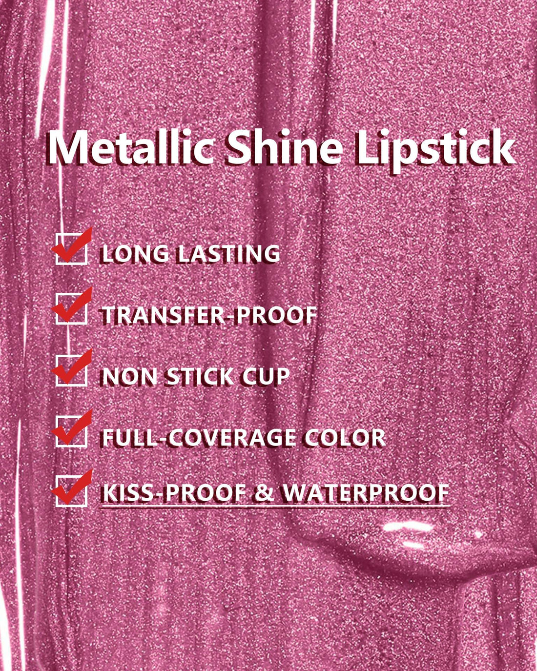 MAKI YIKA Metallic Pink Lipstick for Women Nude Lipsticks Long Lasting Shine Glitter Lipstick No Smudge No Transfer Liquid Lip Gloss (BR010 Sweet Sugar)