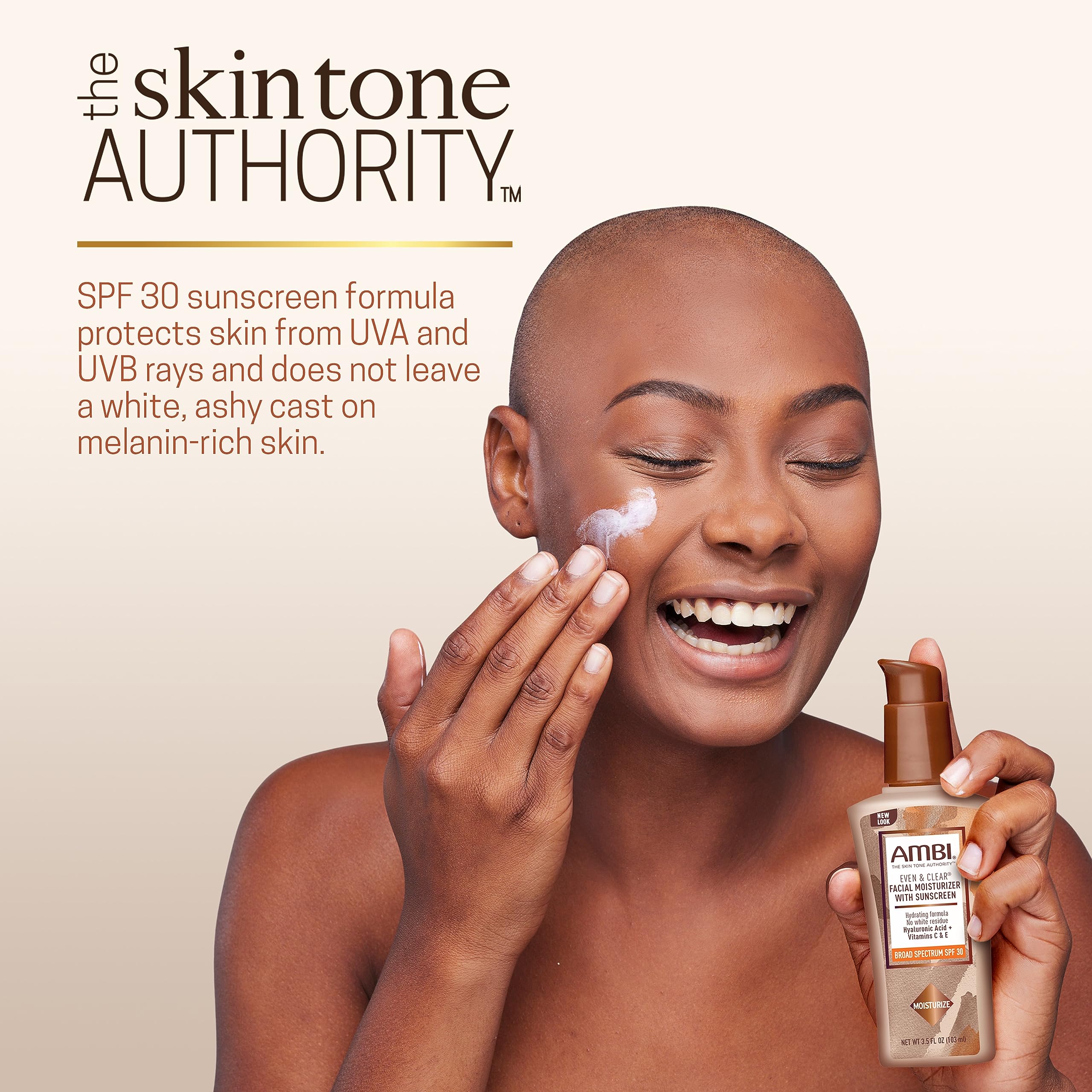 Ambi Even & Clear Daily Facial Moisturizer SPF 30 | Helps Even Tone | Skin Softening | Sun Protection | 3.5 Ounce