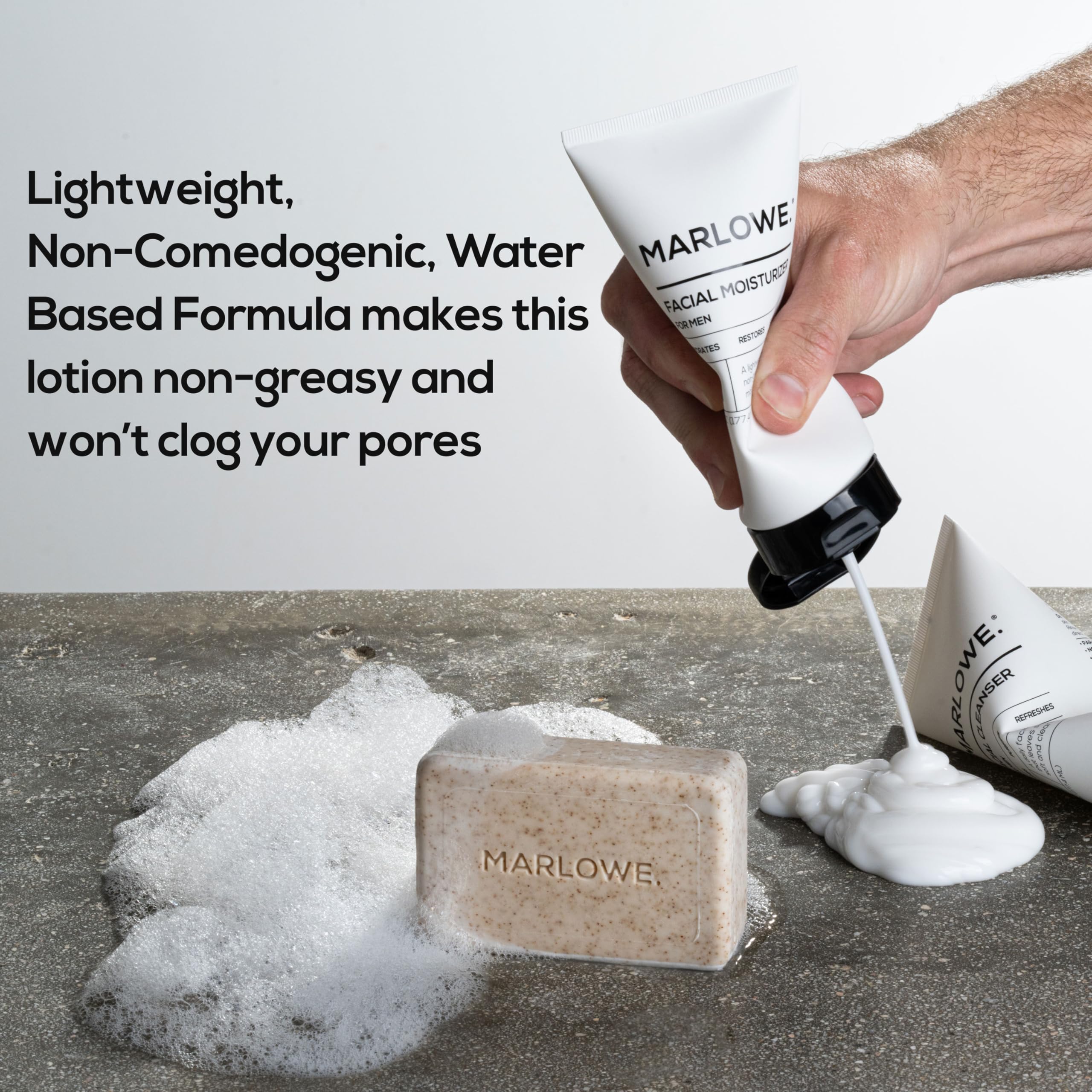 MARLOWE. No. 123 Men's Facial Moisturizer 6 oz, Lightweight Daily Face Lotion for Men, Includes Natural Extracts to Hydrate, Soothe & Restore, Light Aloe Citron Scent