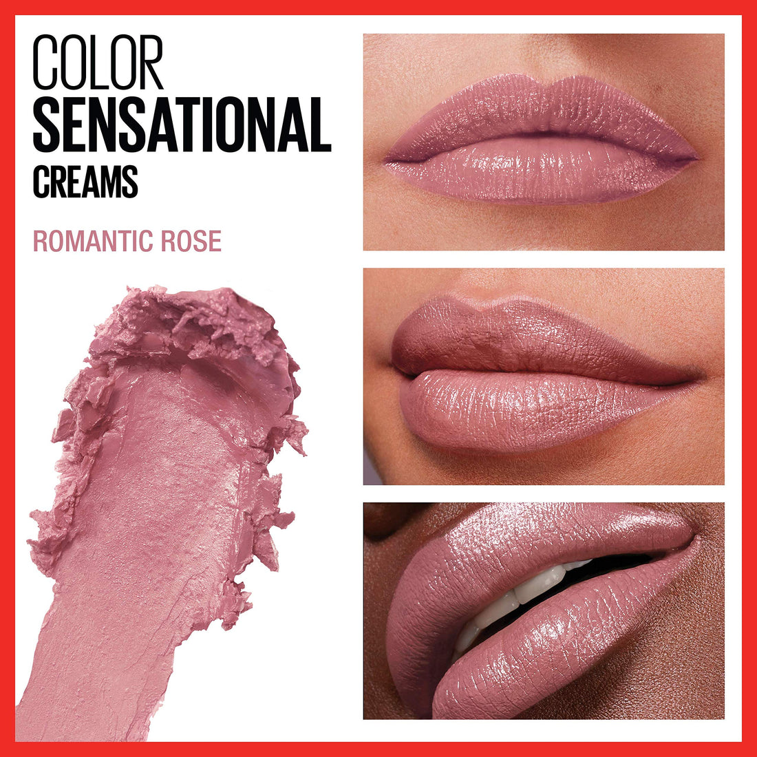 Maybelline Color Sensational Lipstick, Lip Makeup, Cream Finish, Hydrating Lipstick, Romantic Rose, Pink 0.15 oz (Pack of 2)