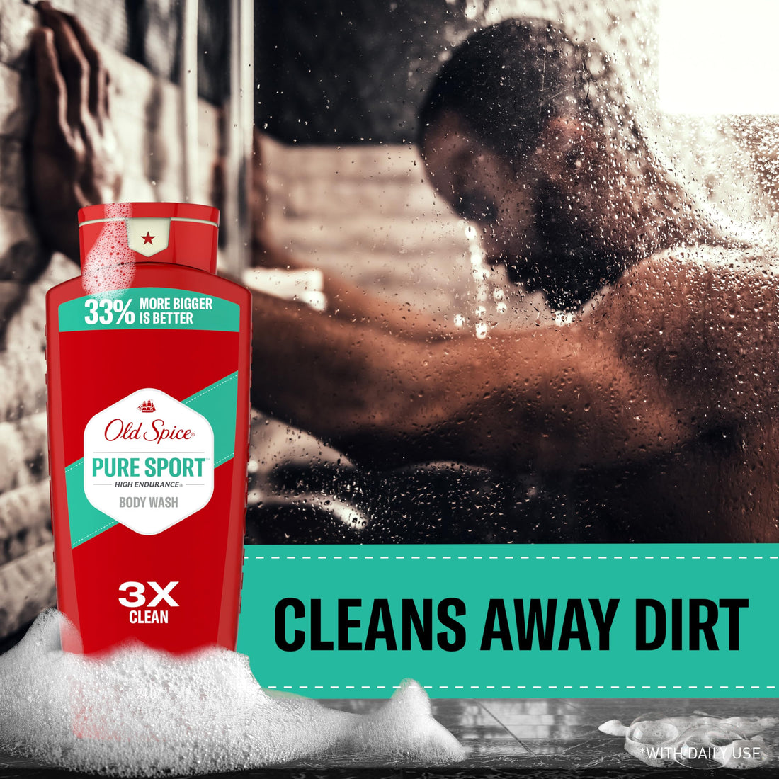 Old Spice Refreshing Body Wash for Men, High Endurance, 3X Defense, 24/7 Shower Fresh with Long Lasting Scent, Pure Sport Scent, 24 oz (Pack of 2)