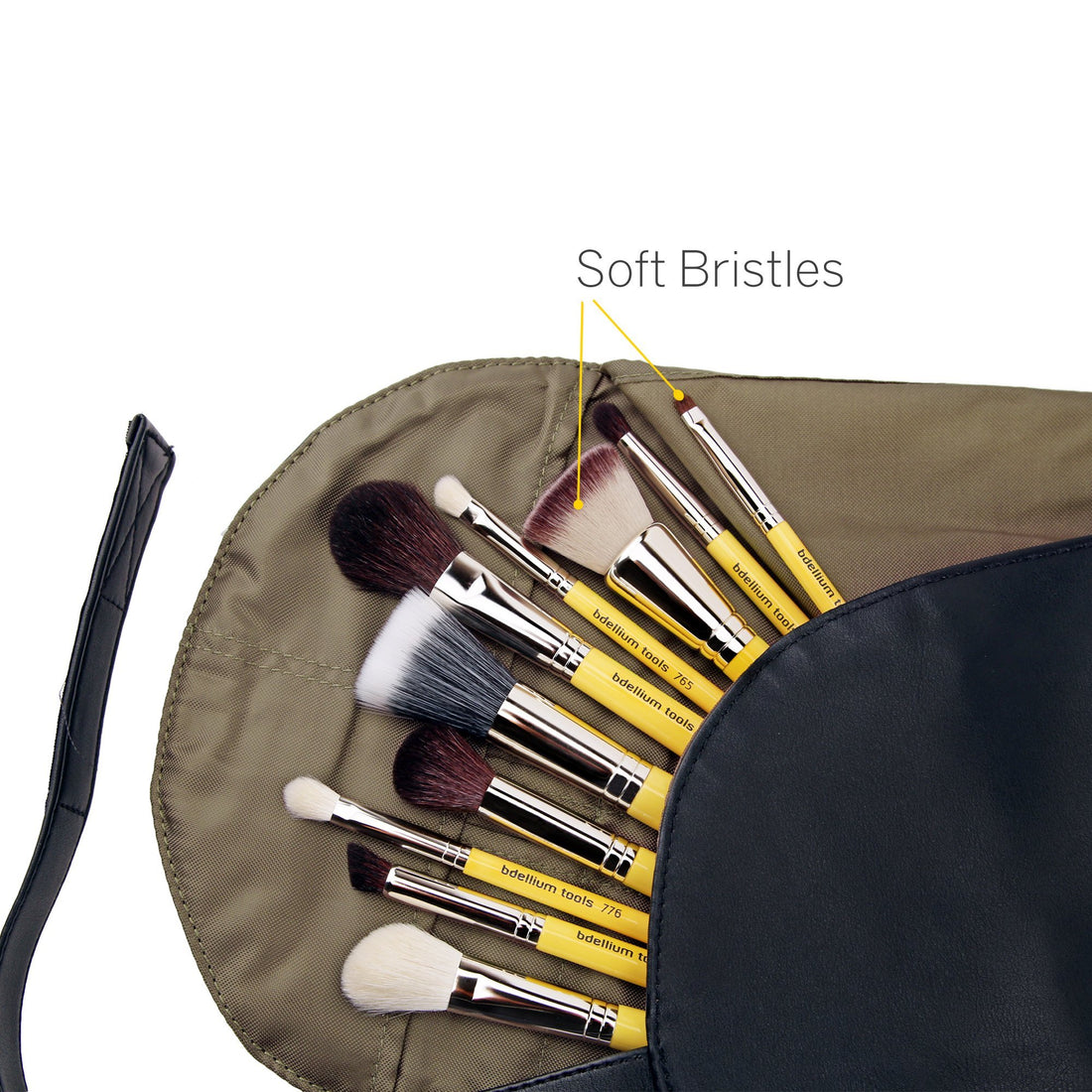 Bdellium Tools Professional Makeup Brush Studio Series - Mineral 10Pc. Brush Set with Roll-Up Pouch