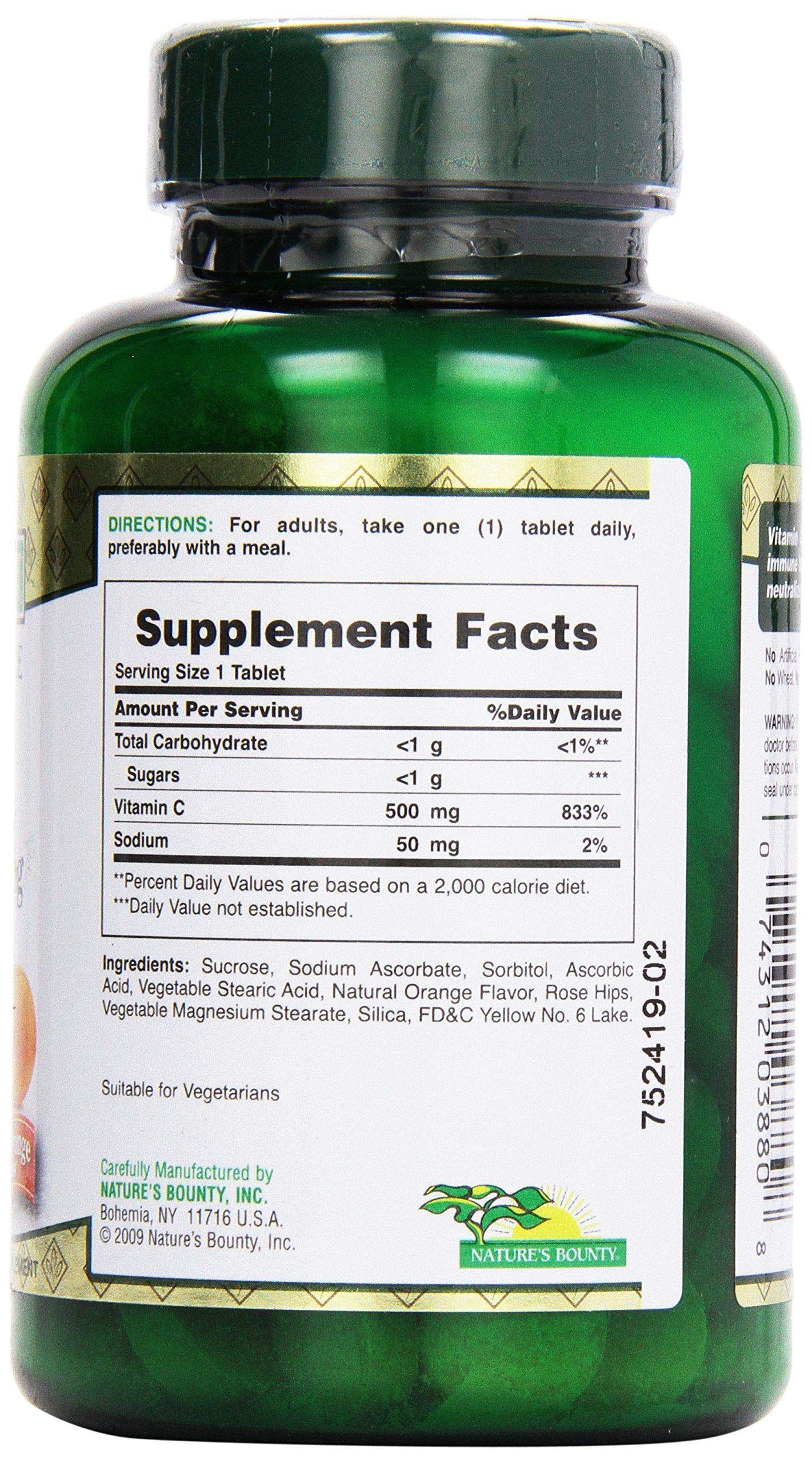 Nature's Bounty, C-500 mg Delicious Chewable w/ Rose Hips Tablets, 90 ct