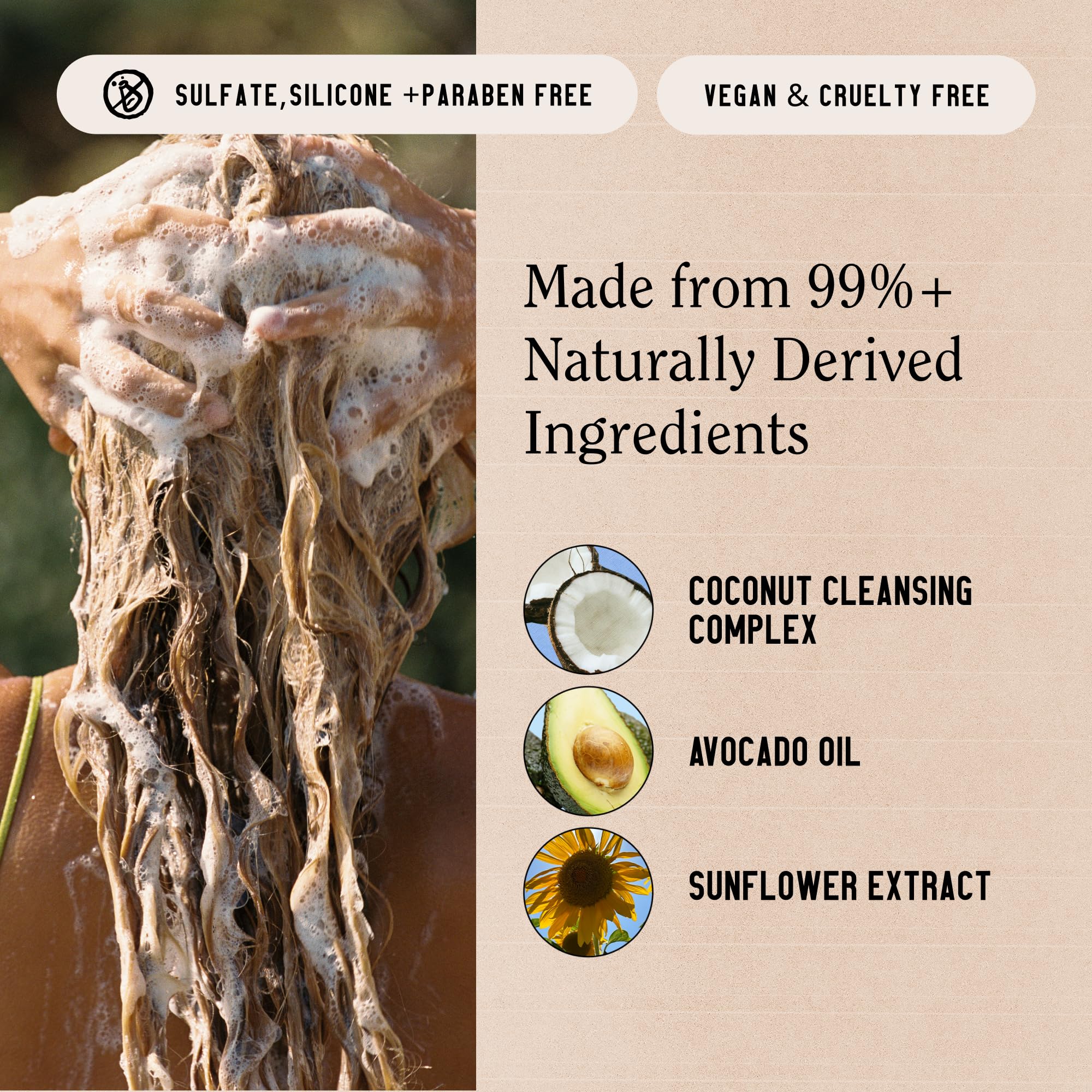 California Naturals Shampoo, Scalp and Hair Care for Women and Men, Coconut Cleansing Complex, Natural, Vegan, Cruelty, Silicone, Paraben, and Sulfate Free Shampoo, All Hair Types, 16.5 fl oz