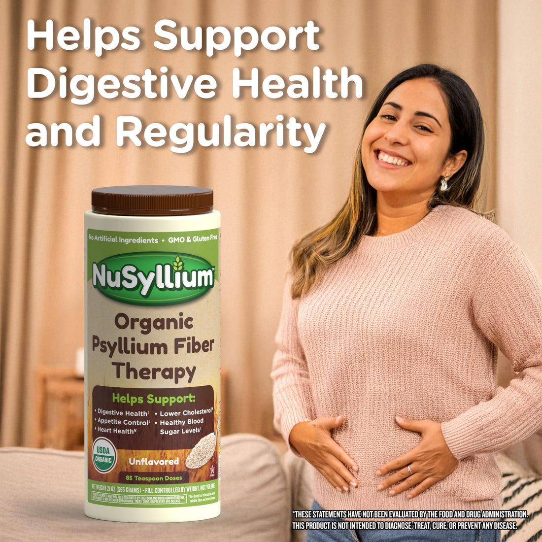 NuSyllium Ultra Psyllium Husk Powder, Organic, 10.7 Oz (Pack of 2) Sugar Free, Keto-Friendly Fiber Supplement, Helps Promote Digestive Health* & Appetite Control* Natural Orange, 2 x 42 Servings