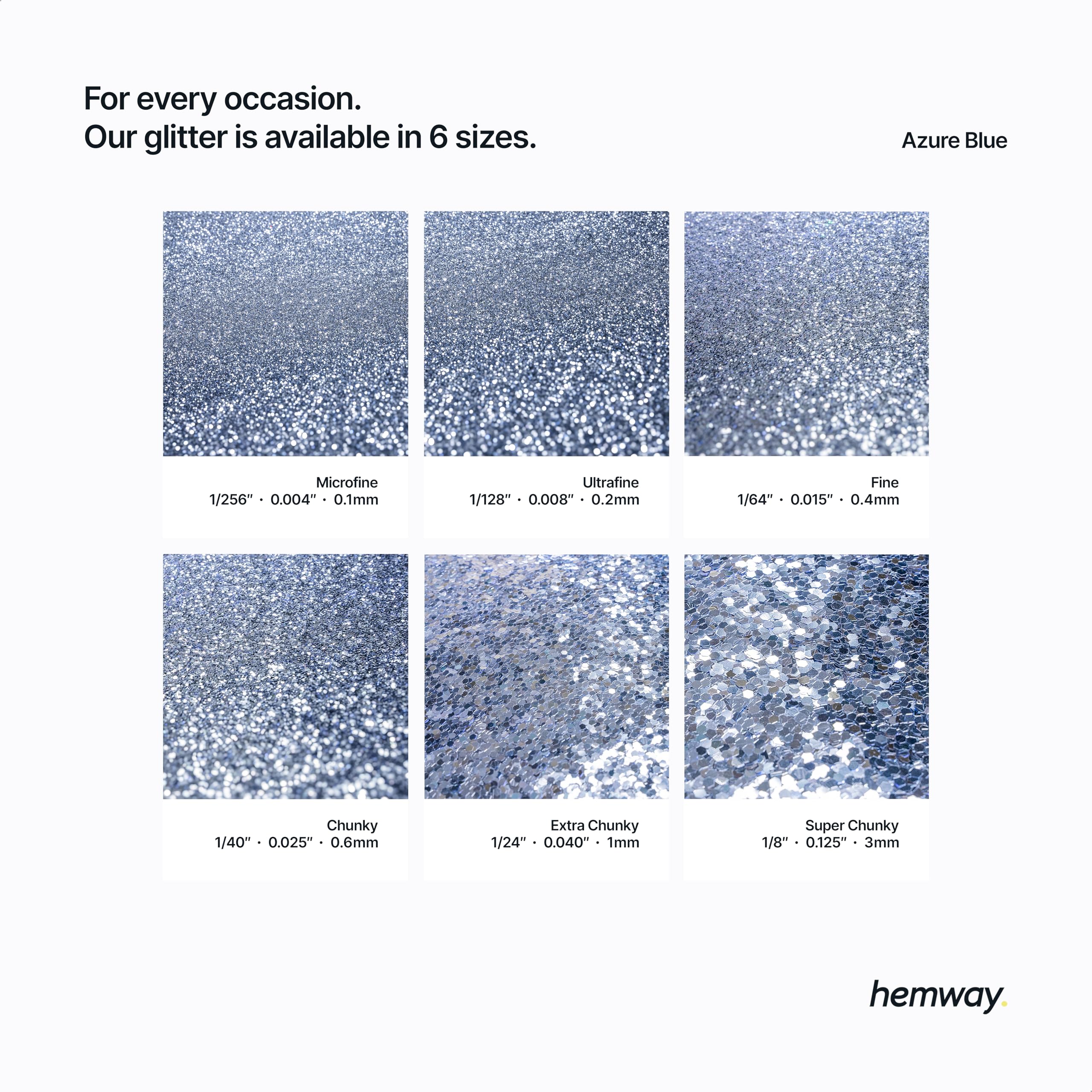 Hemway Premium Multi Purpose Glitter Dust Powder 100g / 3.5oz Arts & Crafts Wine Glass Decoration Weddings Cards Flowers Cosmetic Face Eye Body Nails Skin Hair (Azure)