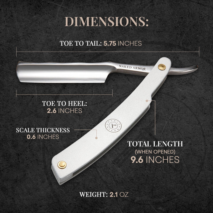 Straight Edge Stainless Steel Razor Silver Merlin - Shave Ready Straight Razor For Men, Japanese Straight Razor, Barber Approved For Magic Straight Razor Shaving, Powdered Steel Handle, Leather Case