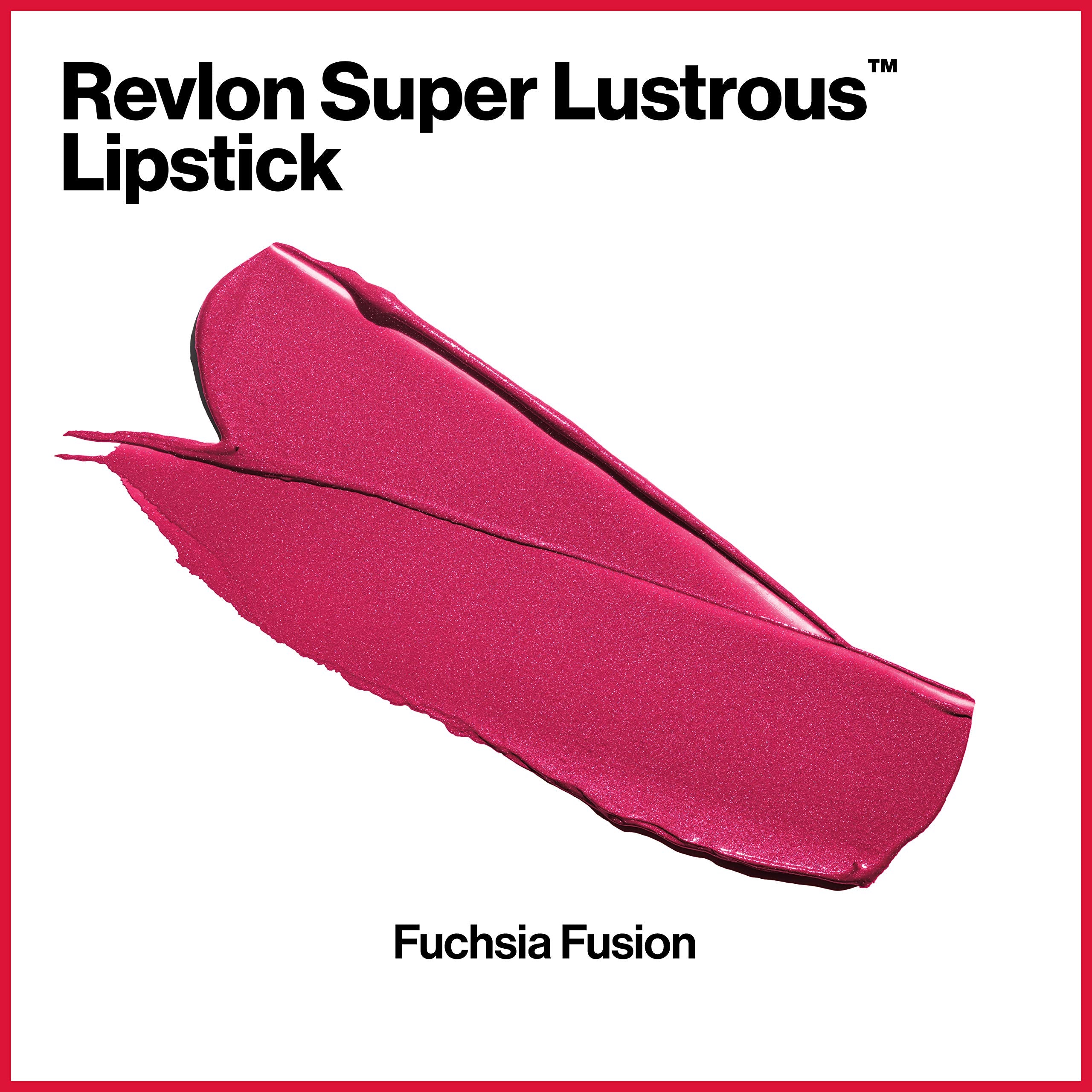 Revlon Super Lustrous Lipstick, Creamy Formula For Soft, Fuller-Looking Lips, Moisturized Feel, 657 Fuchsia Fusion, 0.15 oz