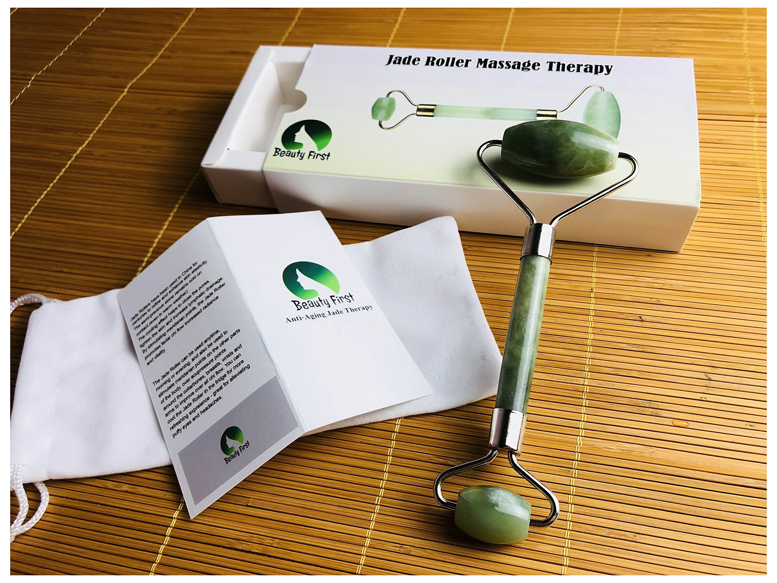 Jade Roller Therapy 100% Natural Jade Facial Roller Double Neck Healing Slimming Massage